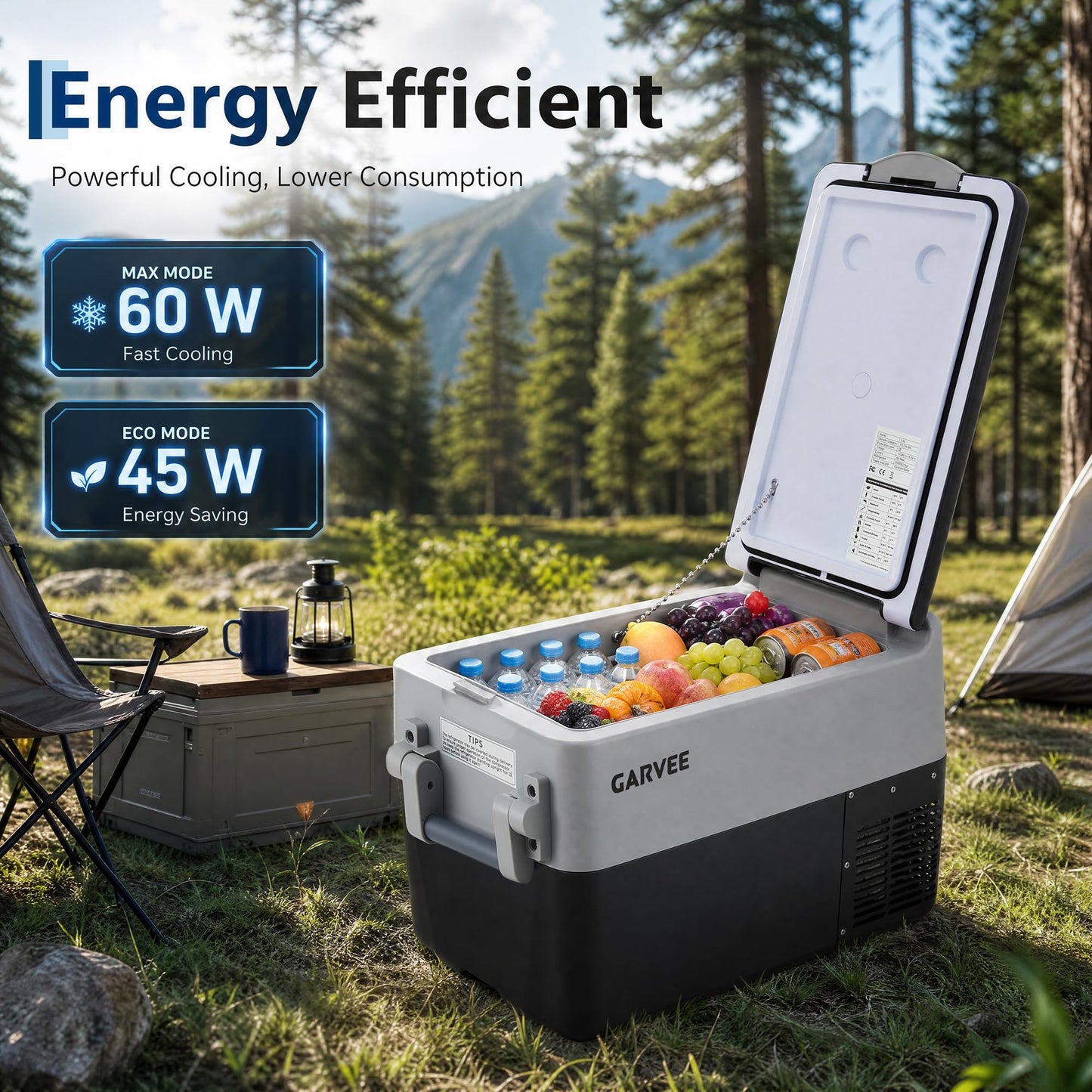 Garvee 42QT 12V Portable Refrigerator, Dual Zone Car Fridge Freezer with App Control & AC/DC Power for Camping, RV, Truck, Fishing & Home