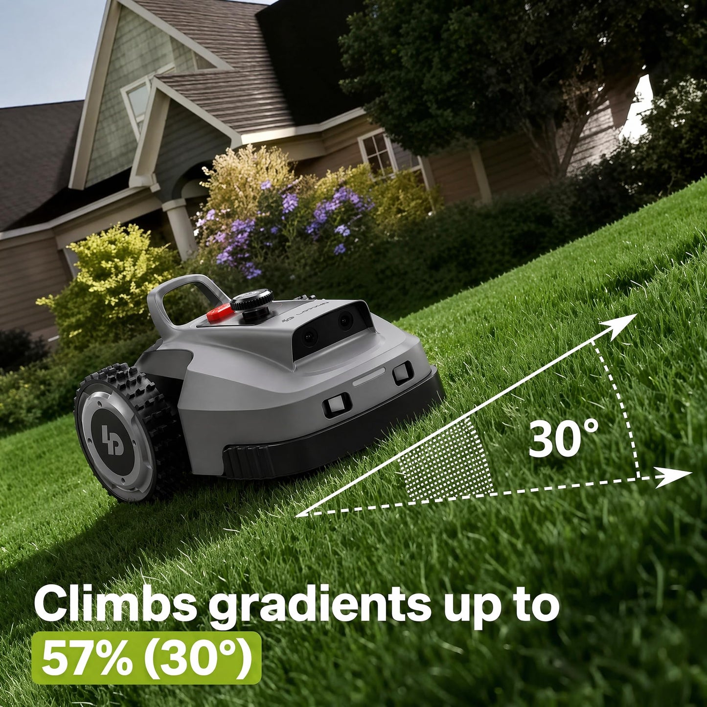 Robot Lawn Mower, Wire-Free Robotic Mower for 0.99 Acres, No Perimeter Wire, Auto-Mapping, RTK + AI 3D Vision Navigation, 300+ Object Avoidance, 57% Slope, IP66 Automatic Grass Cutter