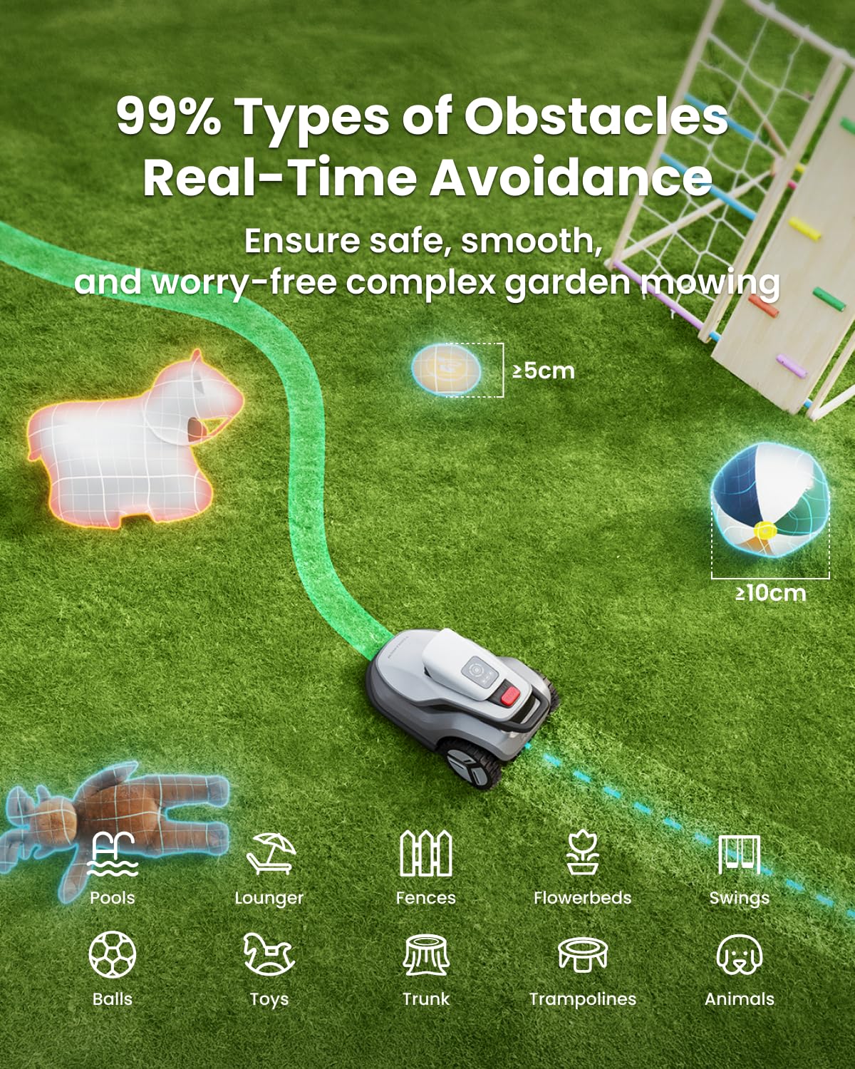 TerraMow V1000 Robotic Lawn Mower with Garage, Tri-AI Vision, No Wire/RTK/Signal Issues, Auto Mapping, Max 0.3 Acres, Vision Navigation, AI Obstacle Avoidance, 100% Hands-Free for Complex Gardens