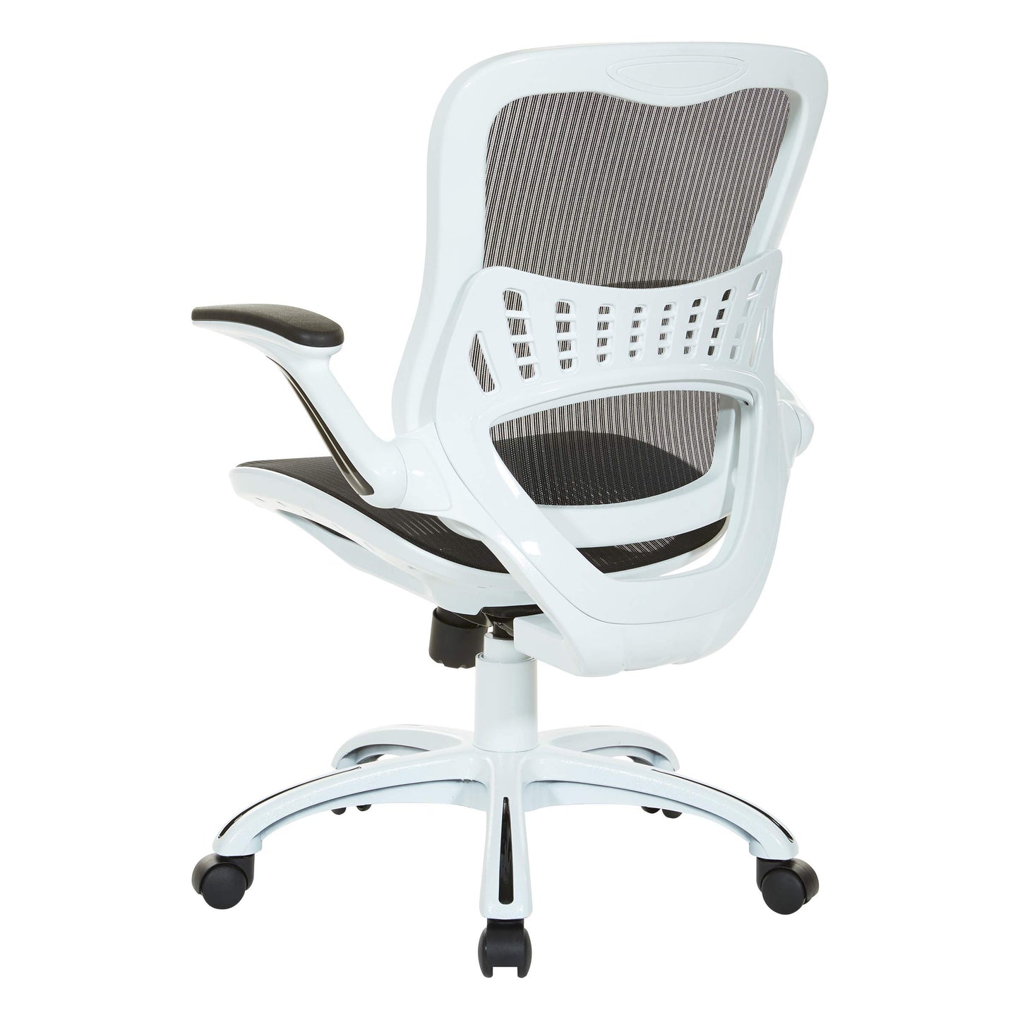OSP Home Furnishings Riley Ventilated Manager's Office Desk Chair with Breathable Mesh Seat and Back, White Base with Black