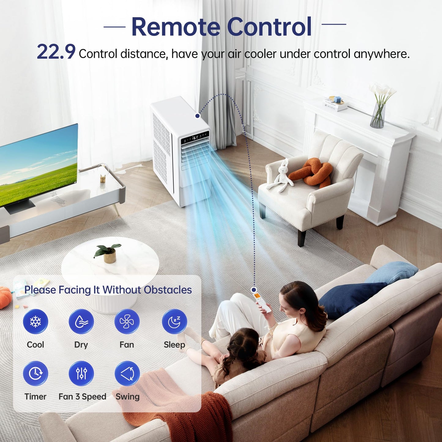 Humhold 12000BTU Portable Air Conditioners with Remote, Floor Standing Cooling Portable AC Unit with Fan & Dehumidifier,Sleep and Timer Mode,For Room up to 500 sq.ft, Windows Sealing Kit Included