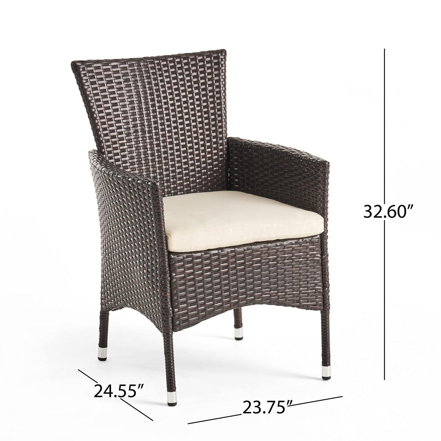 Christopher Knight Home Ellie Outdoor 3 Piece Acacia Wood/Wicker Bistro Set with Cushions, 23.25 "W x 24 "D x 33 "H, Multibrown + Beige + Teak