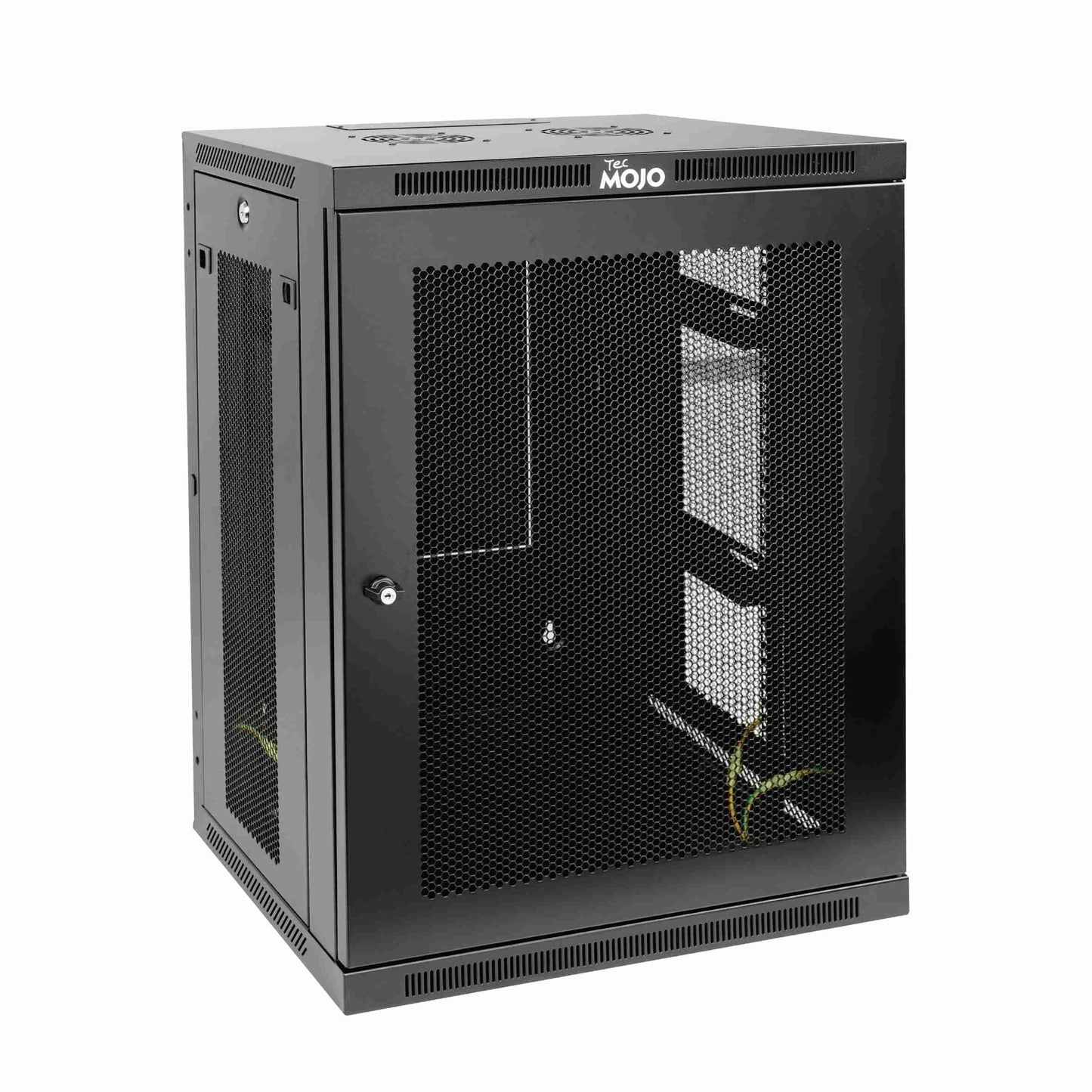 Tecmojo 15U Wall Mount Rack,15U Rack 17.7 Inch Depth,Hold Up to 176 Lbs,Enclosed Wall Mount Rack Kit for 19 Inch Network,Server and AV Gear,Mesh Door(Elite Collection)