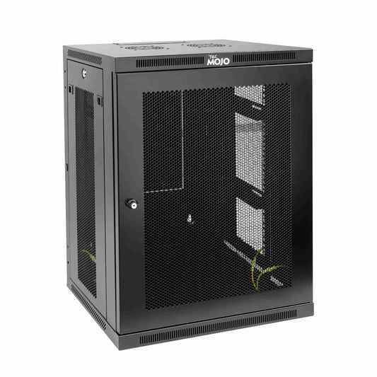 Tecmojo 15U Wall Mount Rack,15U Rack 17.7 Inch Depth,Hold Up to 176 Lbs,Enclosed Wall Mount Rack Kit for 19 Inch Network,Server and AV Gear,Mesh Door(Elite Collection)