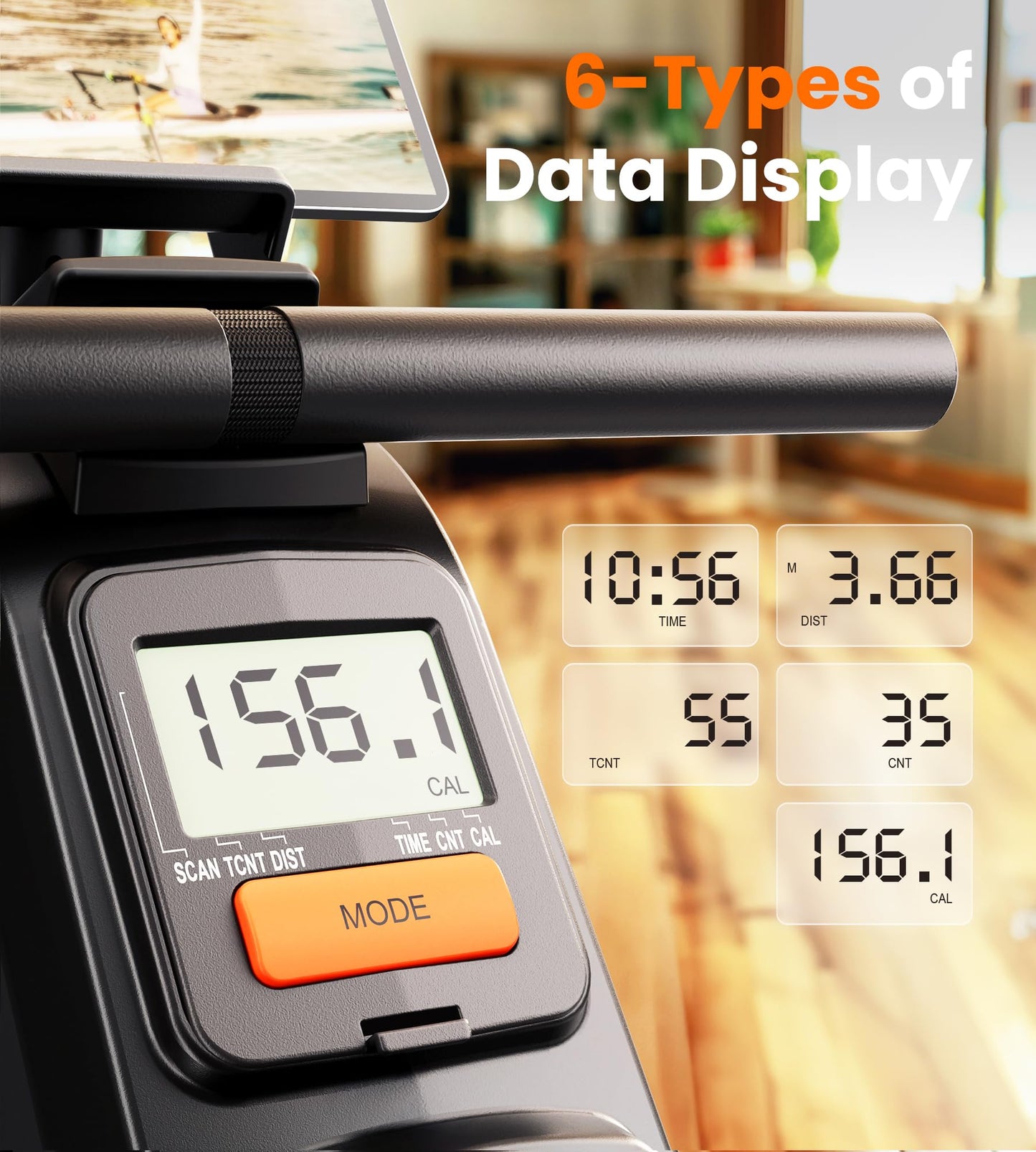 YOSUDA Rowing Machine for Home, Magnetic Rower Machine for Beginners to Athletes, Use with Resistance Adjustment Function, Bluetooth, App Supported, LCD Monitor, and Comfortable Seat Cushion