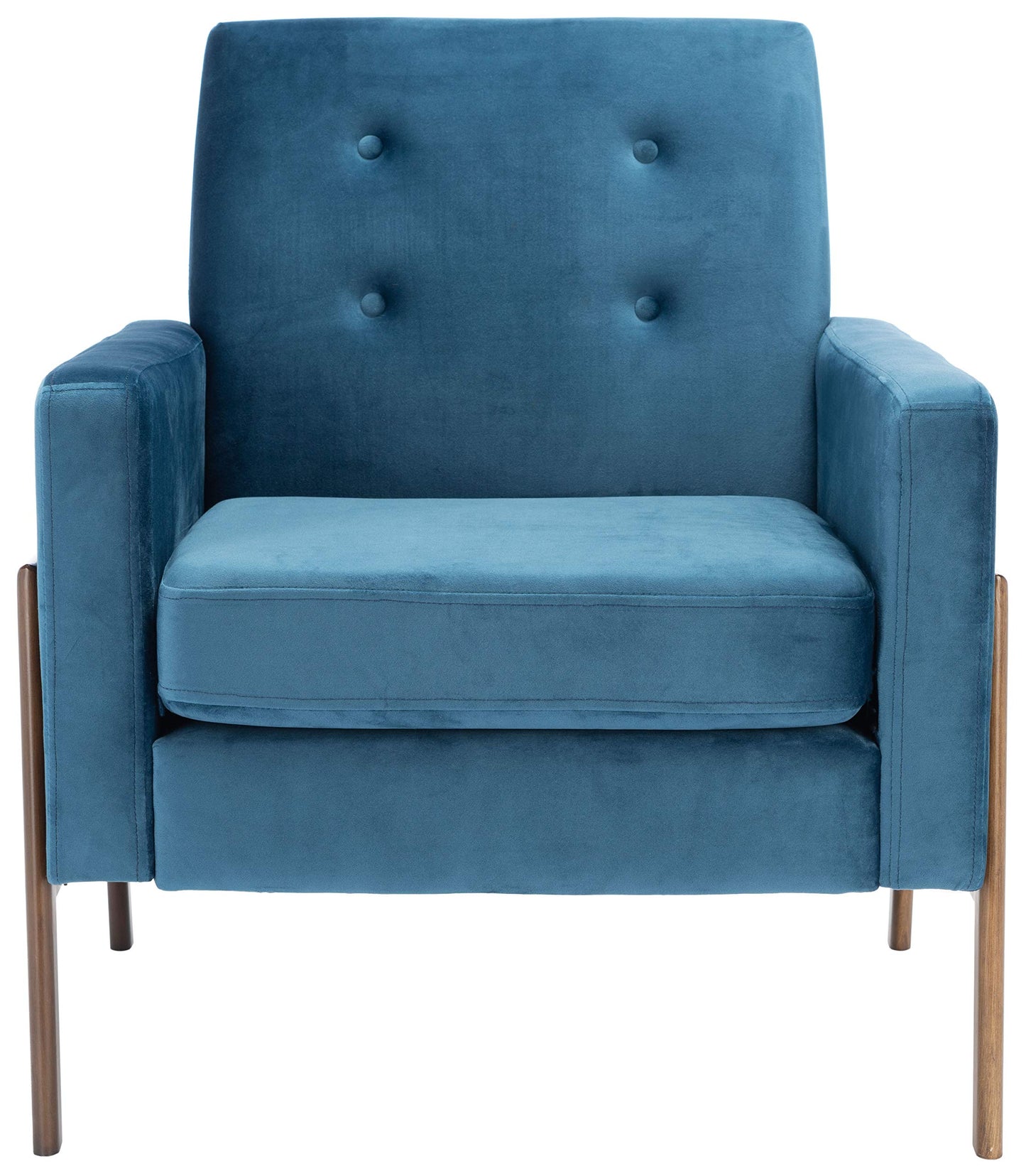 SAFAVIEH Home Collection Roald Velvet Sofa Accent Club Chair ACH6209A, Prussian Blue/Antique Coffee