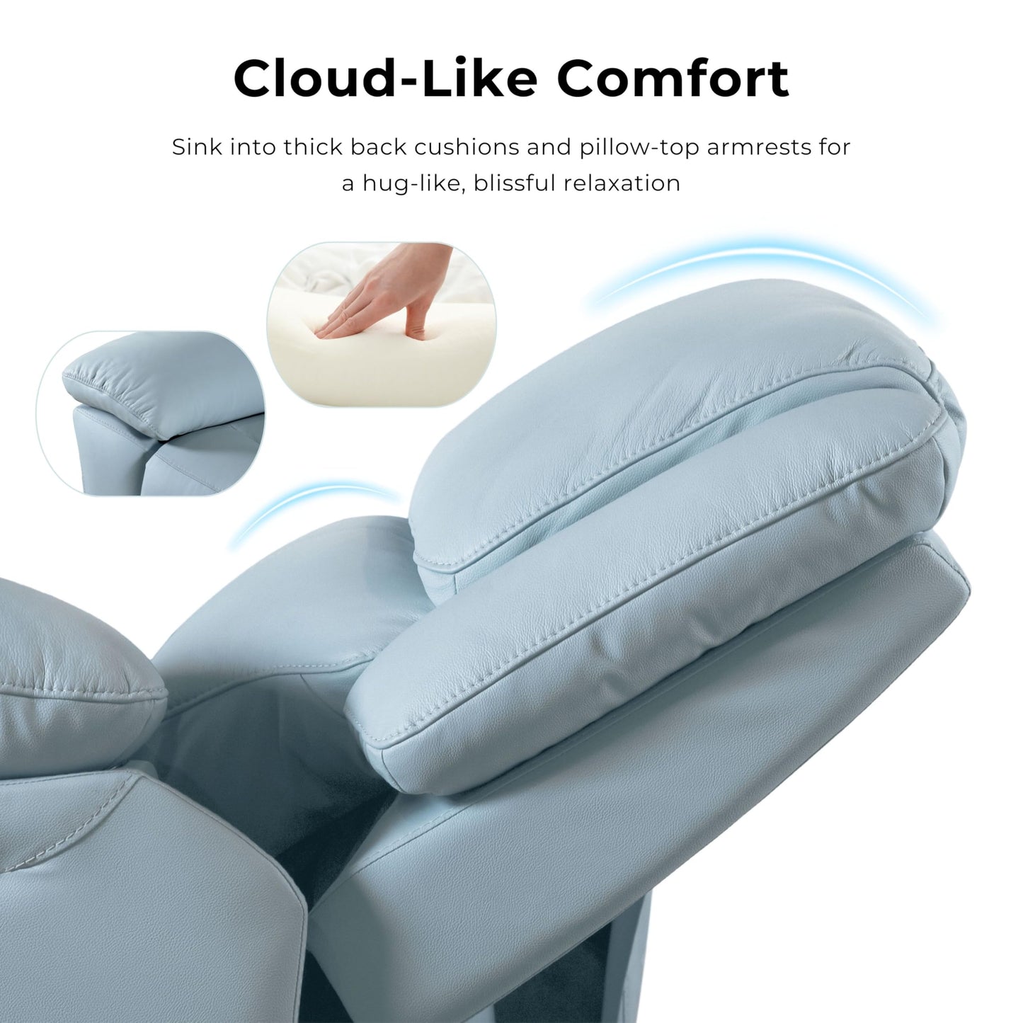 Furniture of America Sorin Modern Leather Recliner Sofa with Pillow Armrests and High Density Foam, Reclining Sectional Couch for Living Room, Office, Home Theater, FSC Certified, Off-White