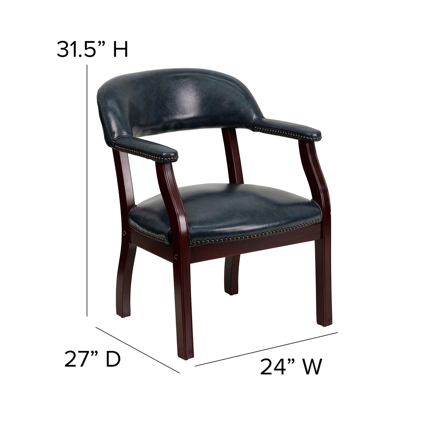 Flash Furniture Diamond Navy Vinyl Luxurious Conference Chair with Accent Nail Trim