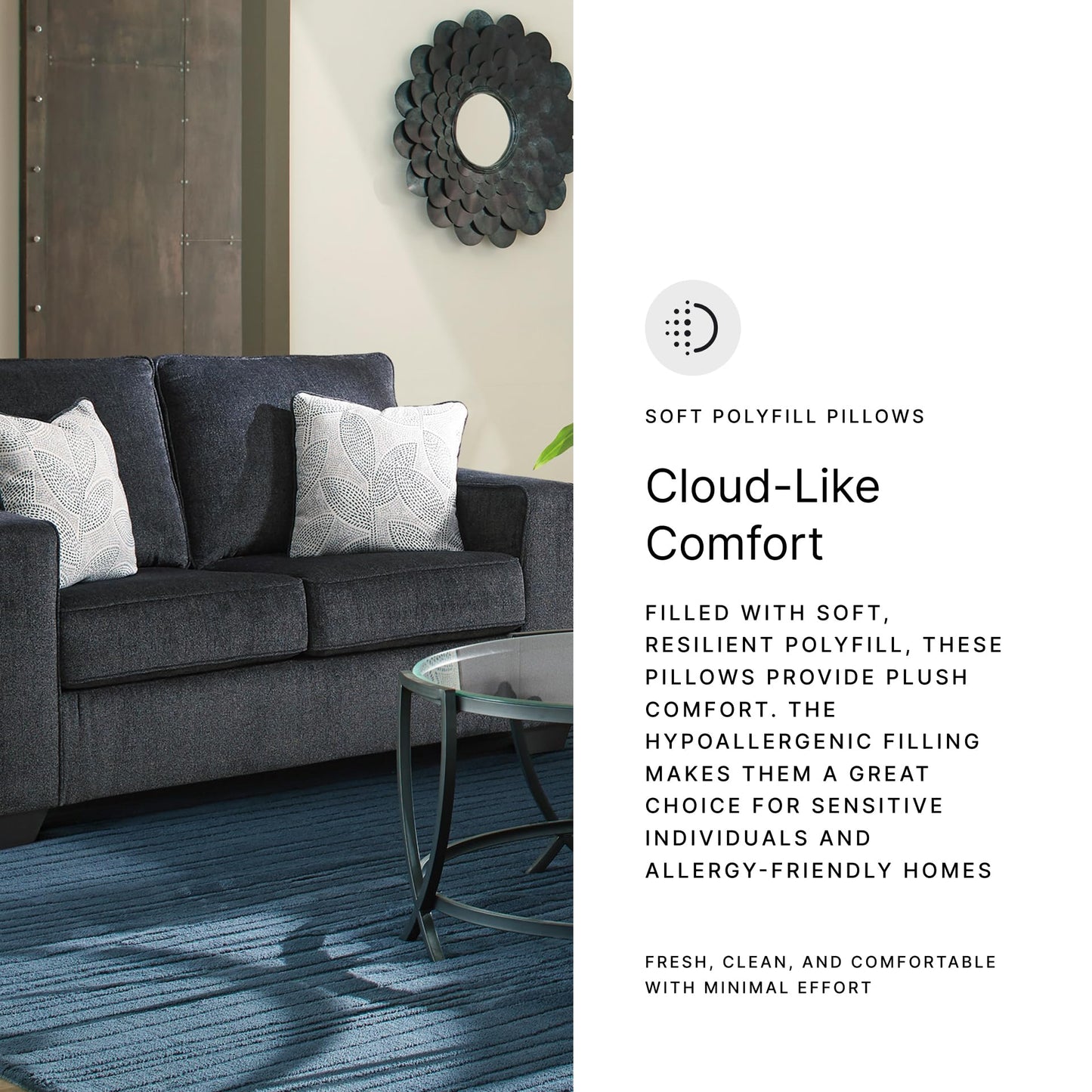 Signature Design by Ashley Altari Modern Loveseat with 2 Accent Pillows, Dark Gray