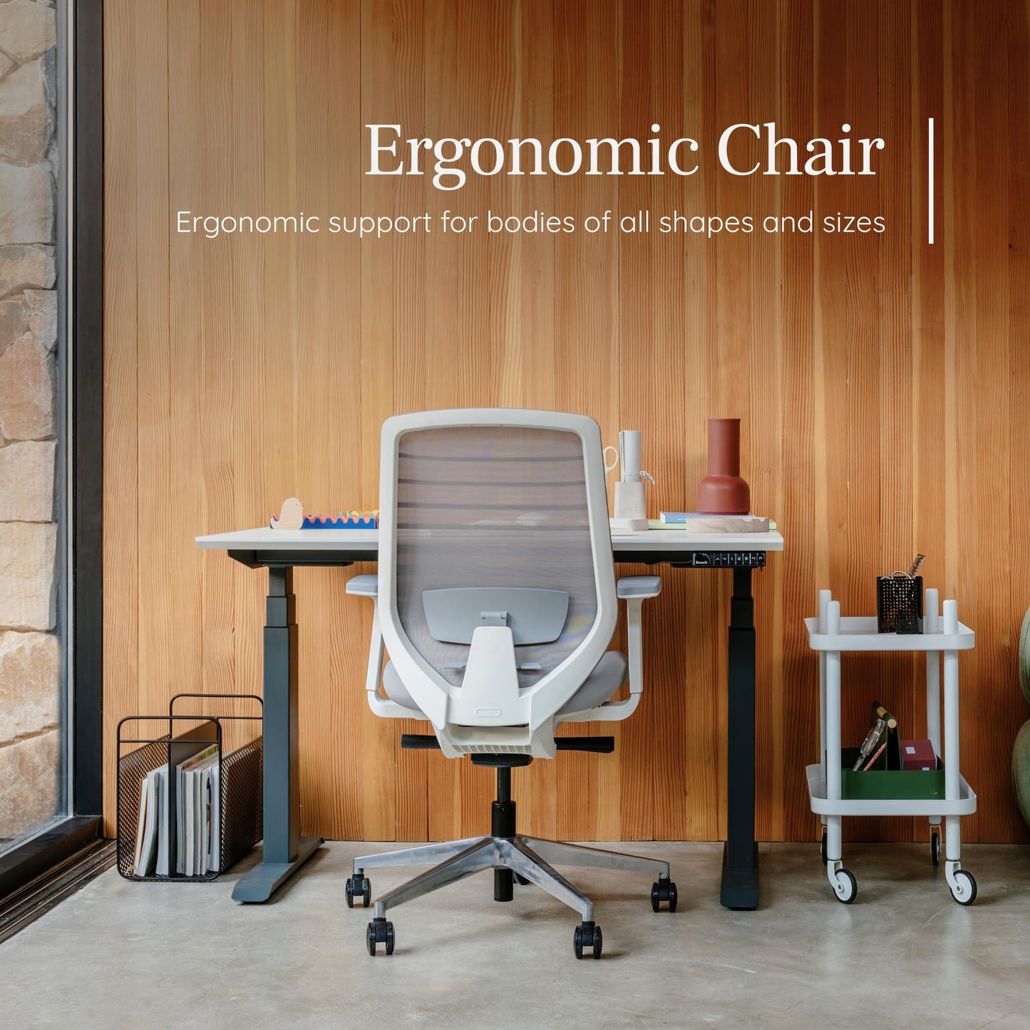 Branch Ergonomic Chair - A Versatile Desk Chair with Adjustable Lumbar Support, Breathable Mesh Backrest, and Smooth Wheels - Experience Optimal Comfort and Support - Poppy
