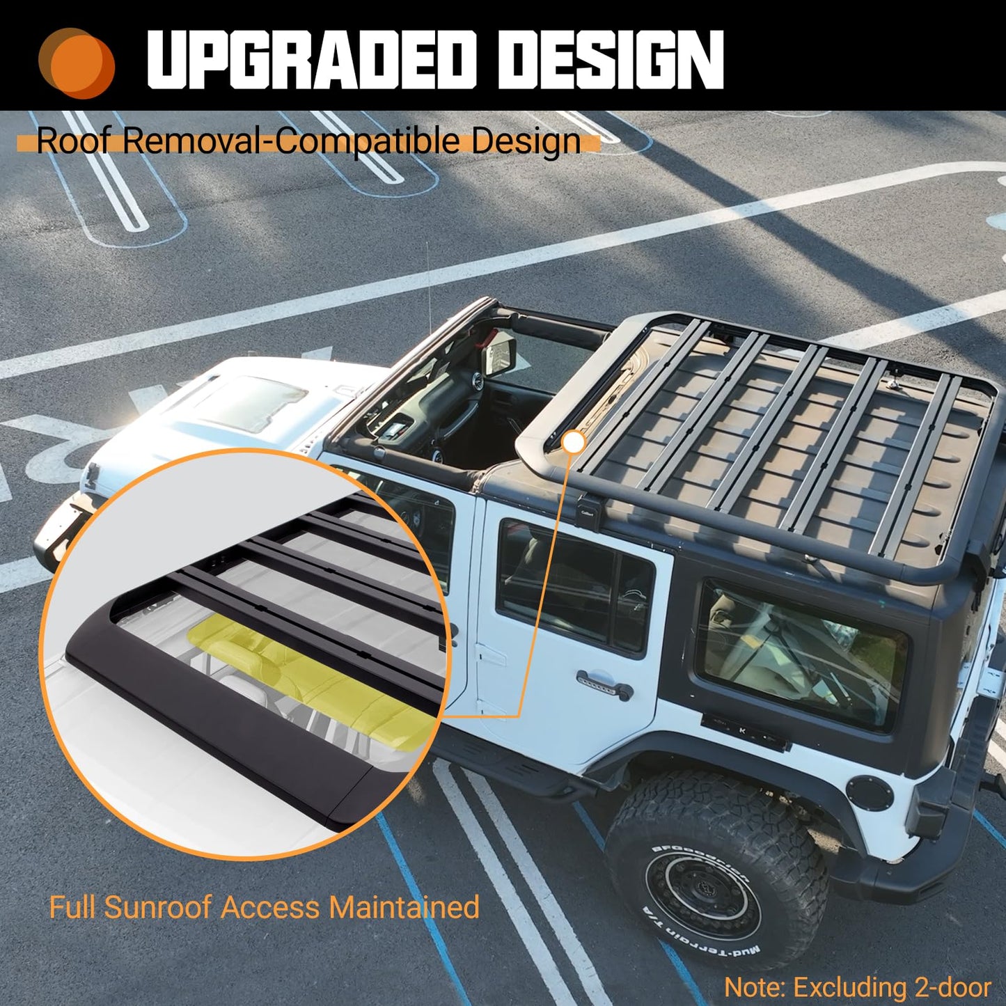 CALLIERT Half Roof Rack Aluminum Cargo Basket 400lb Capacity for 07-18 JK