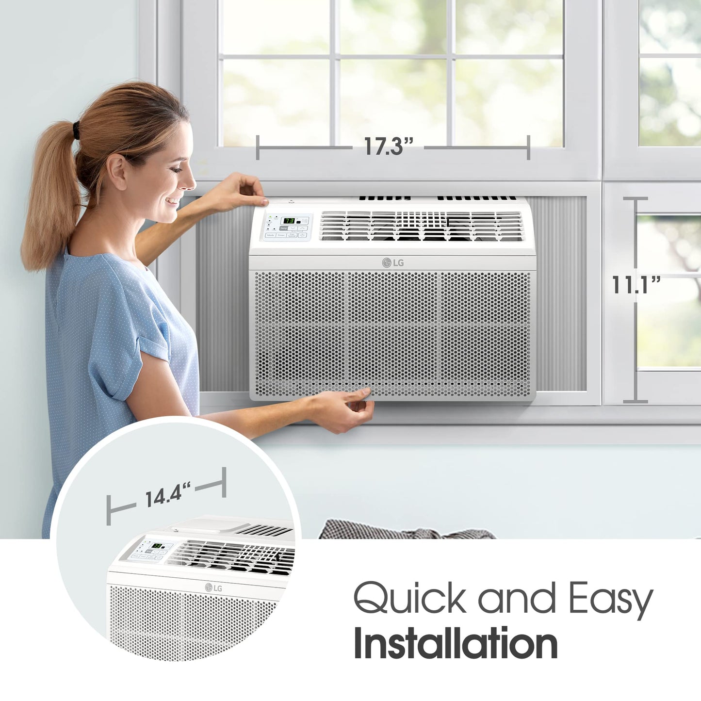 LG 5800 BTU Window Air Conditioners [2023 New] Remote Control Ultra-Quiet Compact-size Washable Filter Multi-Speed Fan Cools 260 Sq.Ft. Small Room AC Unit air conditioner Easy Install White LW6023R