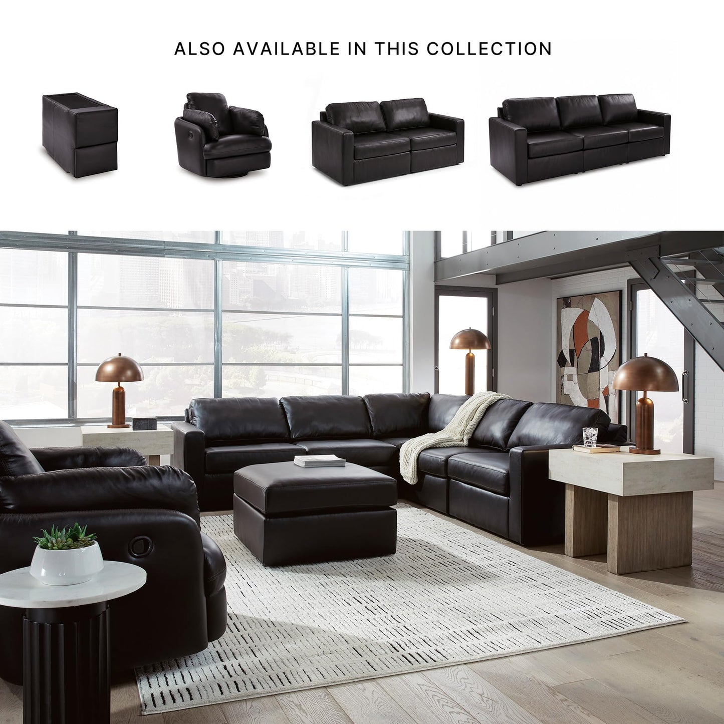 Signature Design by Ashley Modmax II Sectionals, 3-Piece Sectional Sofa, Top Grain Leather Match, Modular Seating for Living Rooms, 108' W x 38' D x 36' H