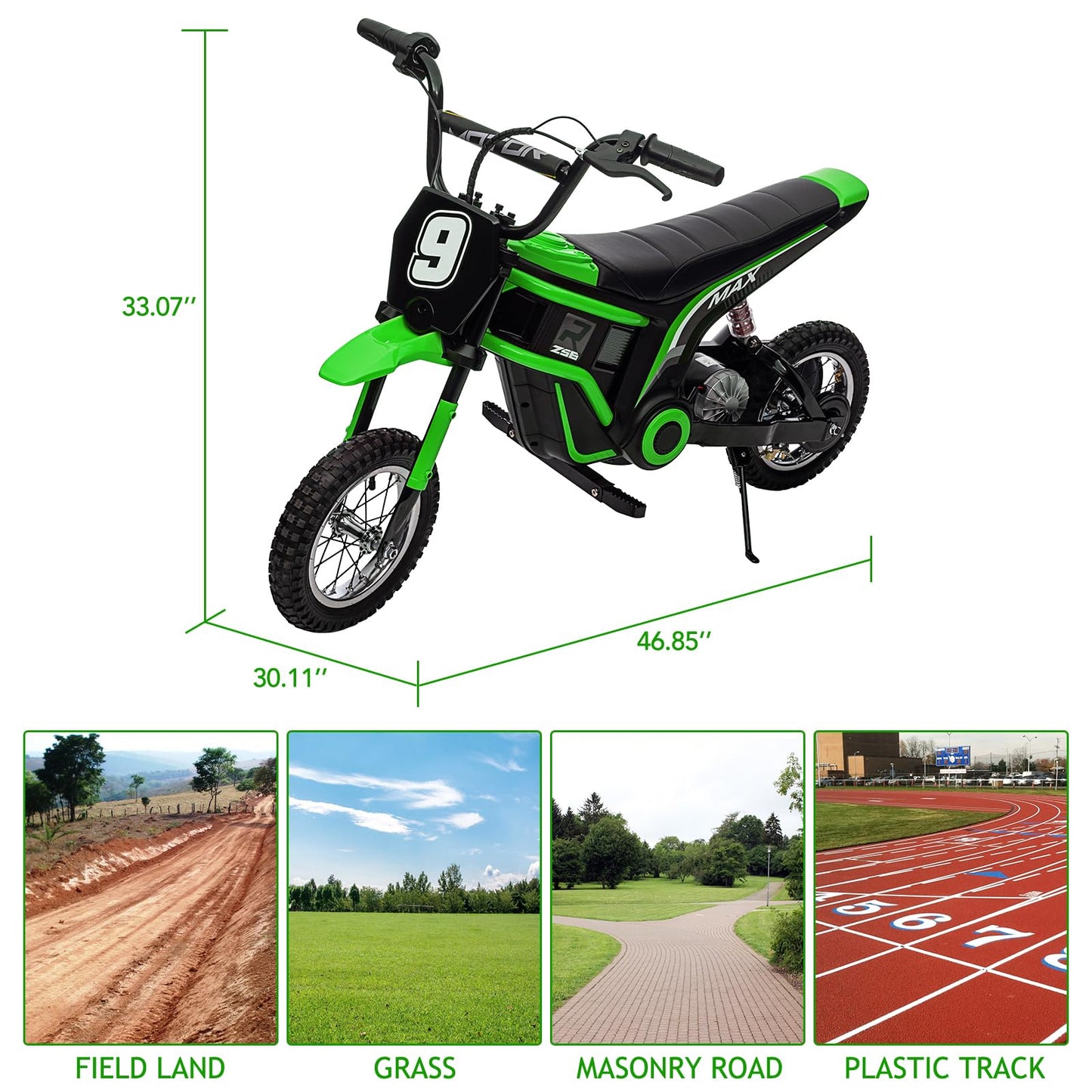 Garvee Kids Ride On Electric Dirt Bike,Kids All Terrain Electric Motorcycle,24V 350W Ride On Toy for Toddlers, Up to 14.5 MPH,Load 135 Lbs,Shock Absorption
