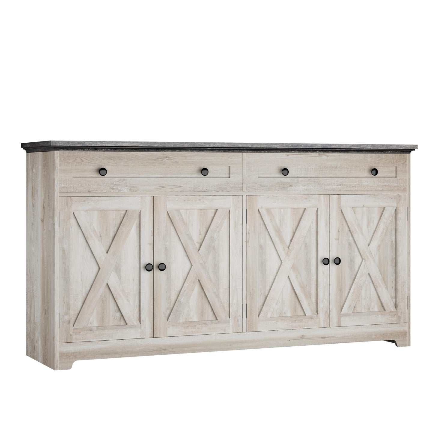 IRONCK Buffet Cabinet with Storage, Sideboard Storage Cabinet with Drawers, Coffee Bar Cabinet, Kitchen Cabinet with Doors, Charcoal Grey and Beige Maple