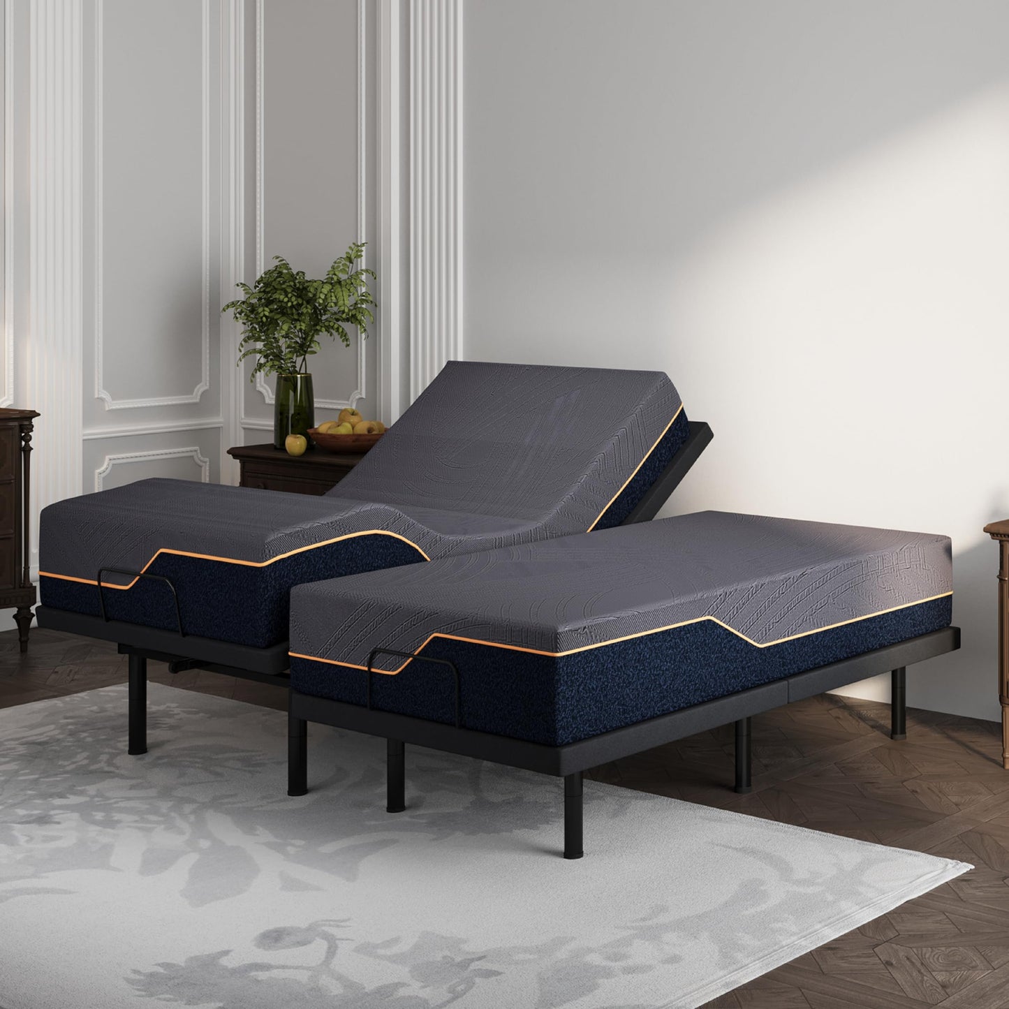 Dyonery Split King Adjustable Bed Frame with Mattress, 14 Inch Copper-Gel AeroFusion Memory Foam, Head & Foot Incline, 750lbs Lift Capacity, Powerful Quiet Motor, 5 Minutes Tools-Free Assembly