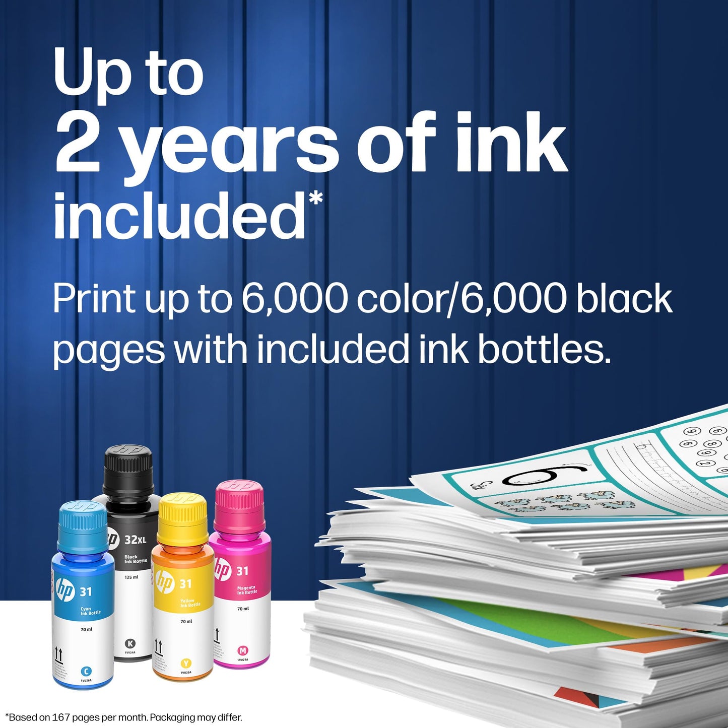 HP Smart Tank 5101 Wireless All-in-One Refillable Printer, Scanner, Copier with 2 Years of Ink Included, Wireless (2.4ghz only) Printer-for-Home use (1F3Y0A)