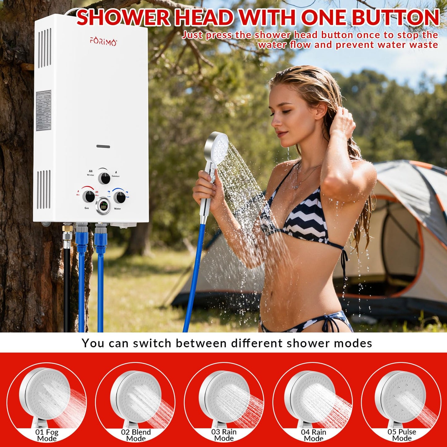 Tankless Water Heater Propane,3.18GPM 12L Outdoor Portable Water Heater,with 2 GPM Water Pump, Instant Propane Water Heaters with Digital Display Multi-Protection for Camping Trips