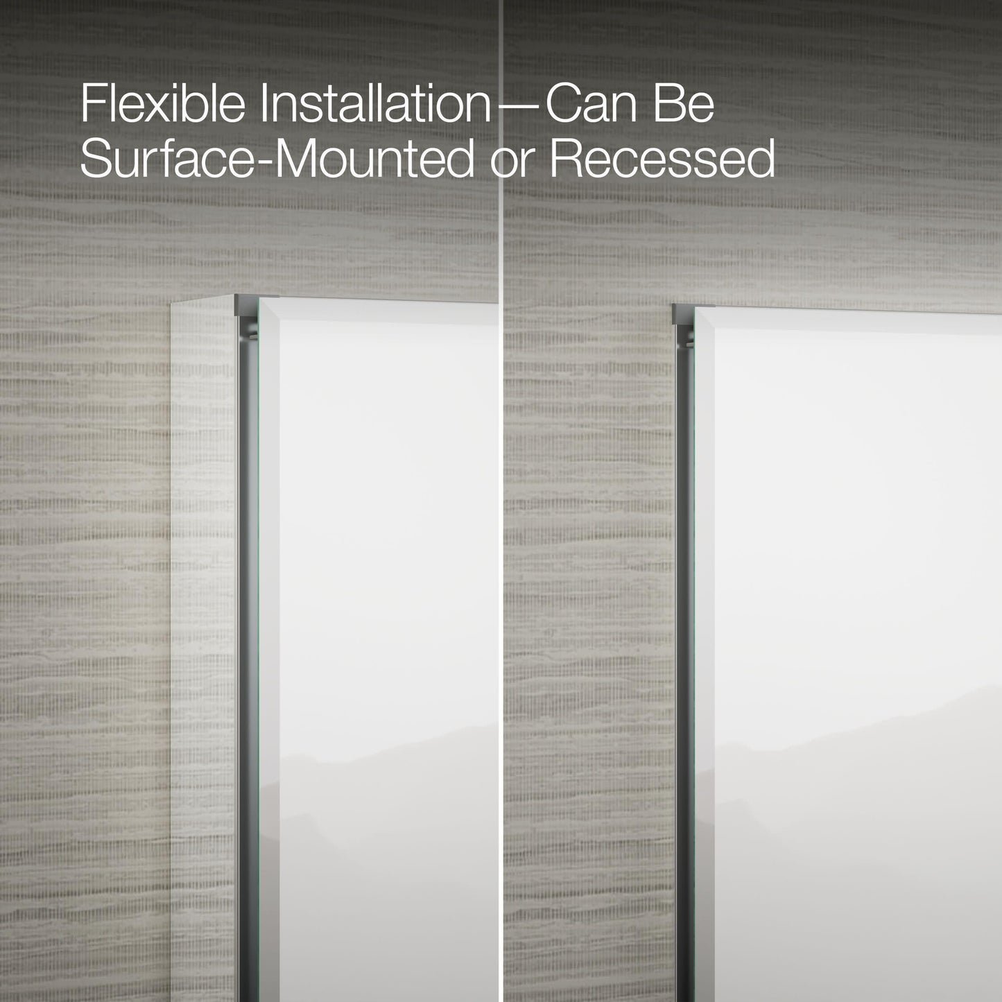 Kohler CB-CLC2026FS Frameless Bathroom Mirror Medicine Cabinet, Single Door, Rectangular Beveled Edge Frame, Bathroom Cabinet Mirror, Adjustable Shelves, 20 in. W x 26 in. H