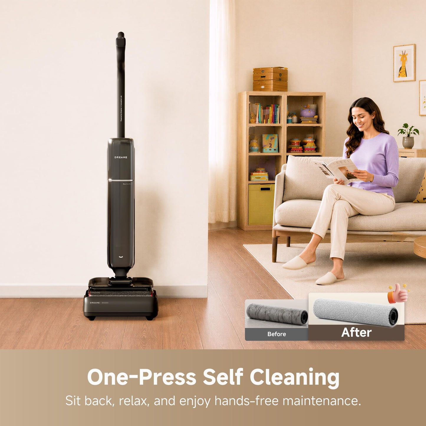 DREAME Aero Wet Dry Vacuum Cleaner, All-in-ONE Vacuum Mop for Wet & Dry Messes, 0 Hair Residue Great for Pet Owners, One-Press Self-Clean, 180° Lie Flat, 35mins Runtime for Hard Floor Cleaning