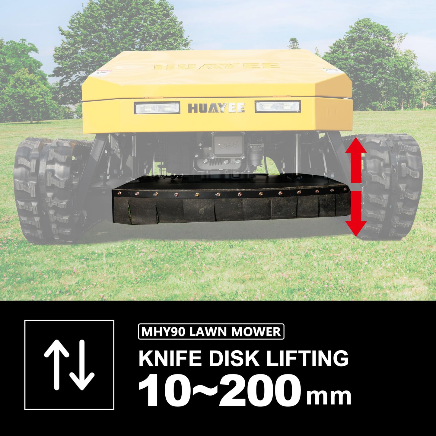 HUAYEE Remote Control Lawn Mower, Robotic Brush Cutter Tracked Mower