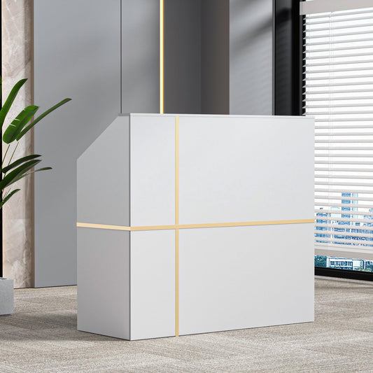 AHB Reception Desk, Modern Front Desk with Counter, 50 Inch Retail Counter with Lockable Drawers for Office,Beauty Salon,Lobby,Checkout,Clinic, Retail,Reception Room