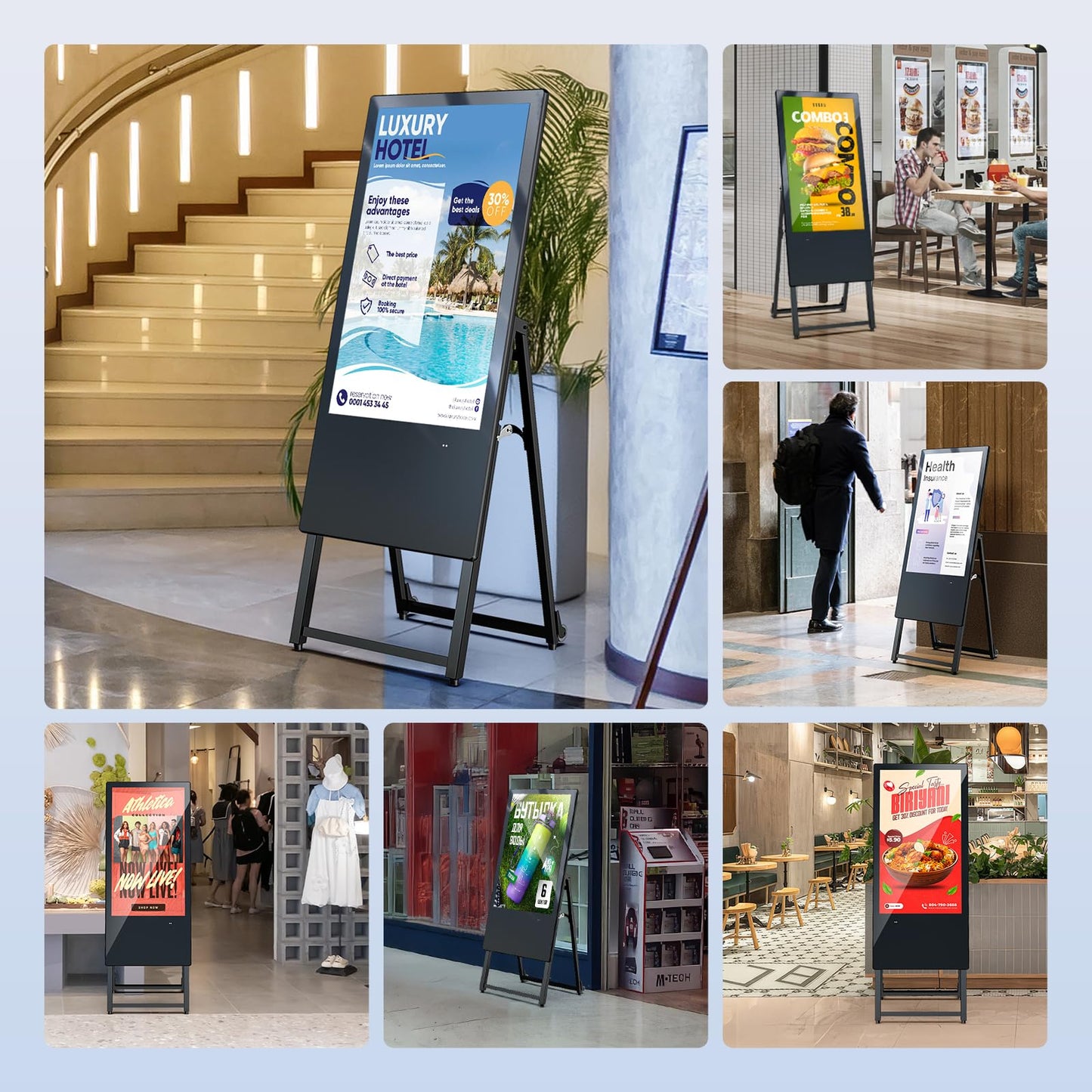 QIXZOCV MWE 32 Inch Digital Signage Display, Portable LCD Digital Kiosk Monitor, Advertising Display Poster, Android Kiosk with Auto Media Player, HDMI/USB