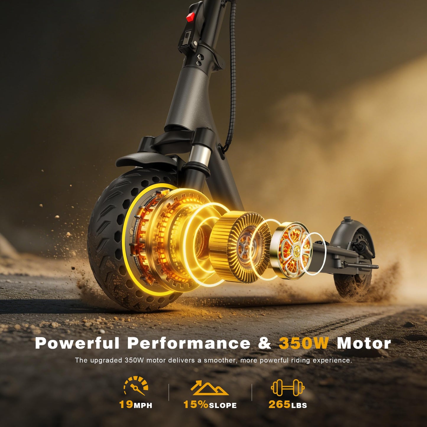 NAVIC Electric Scooter Adults, 8.5" Solid Tires, 19/Mph, 350W Motor, 19 Miles Range, Folding E-Scooter with Dual Braking Dual Suspension, Escooter for Adults with App