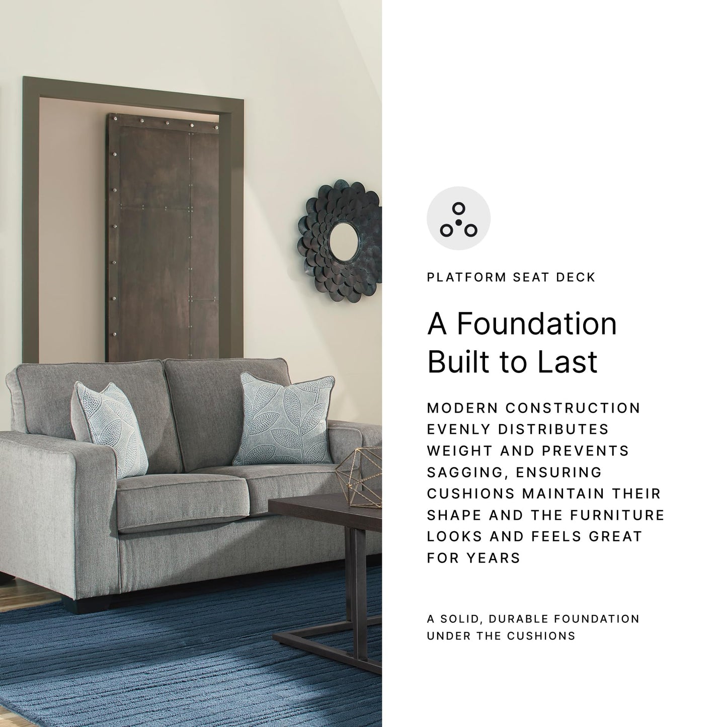Signature Design by Ashley Altari Modern Loveseat with 2 Accent Pillows, Light Gray