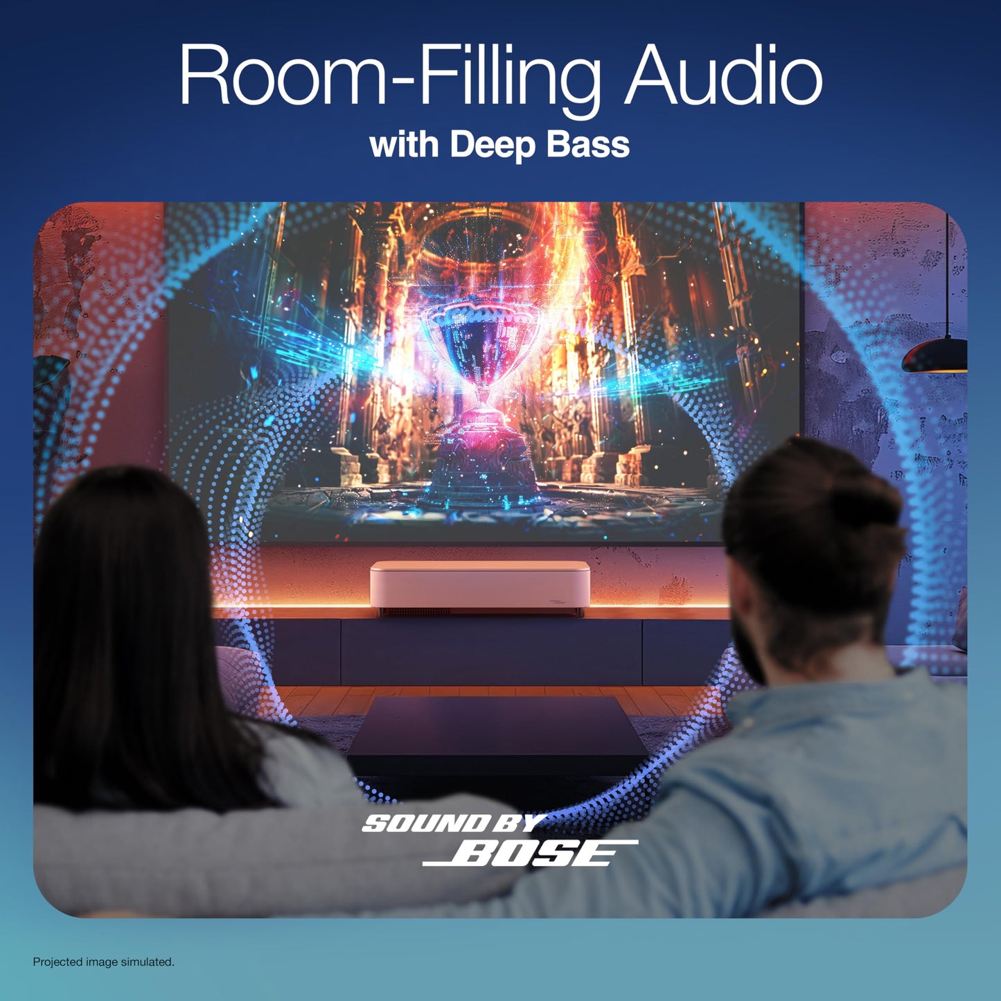 Epson Lifestudio Grand Plus Ultra Short Throw Laser Projector, 4,000 Lumens of Color and White Brightness, 4K Display Technology, Sound by Bose and Built-In Google TV, 3-Chip 3LCD Technology — White
