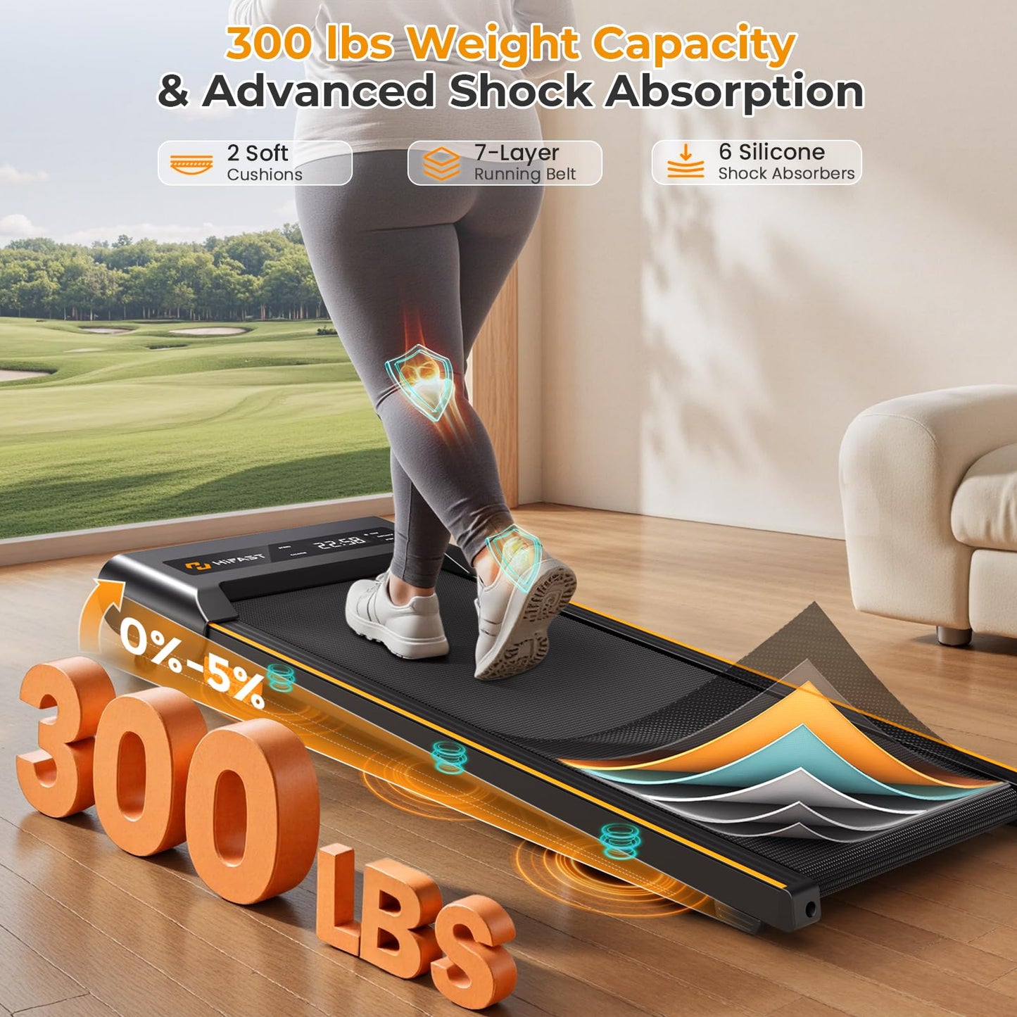 HiFast Walking Pad with Incline, Under Desk Treadmill for Home, 2.5 HP Portable Treadmills with Incline, Compact Treadmill Small Running Pad with LED Display, Remote Control