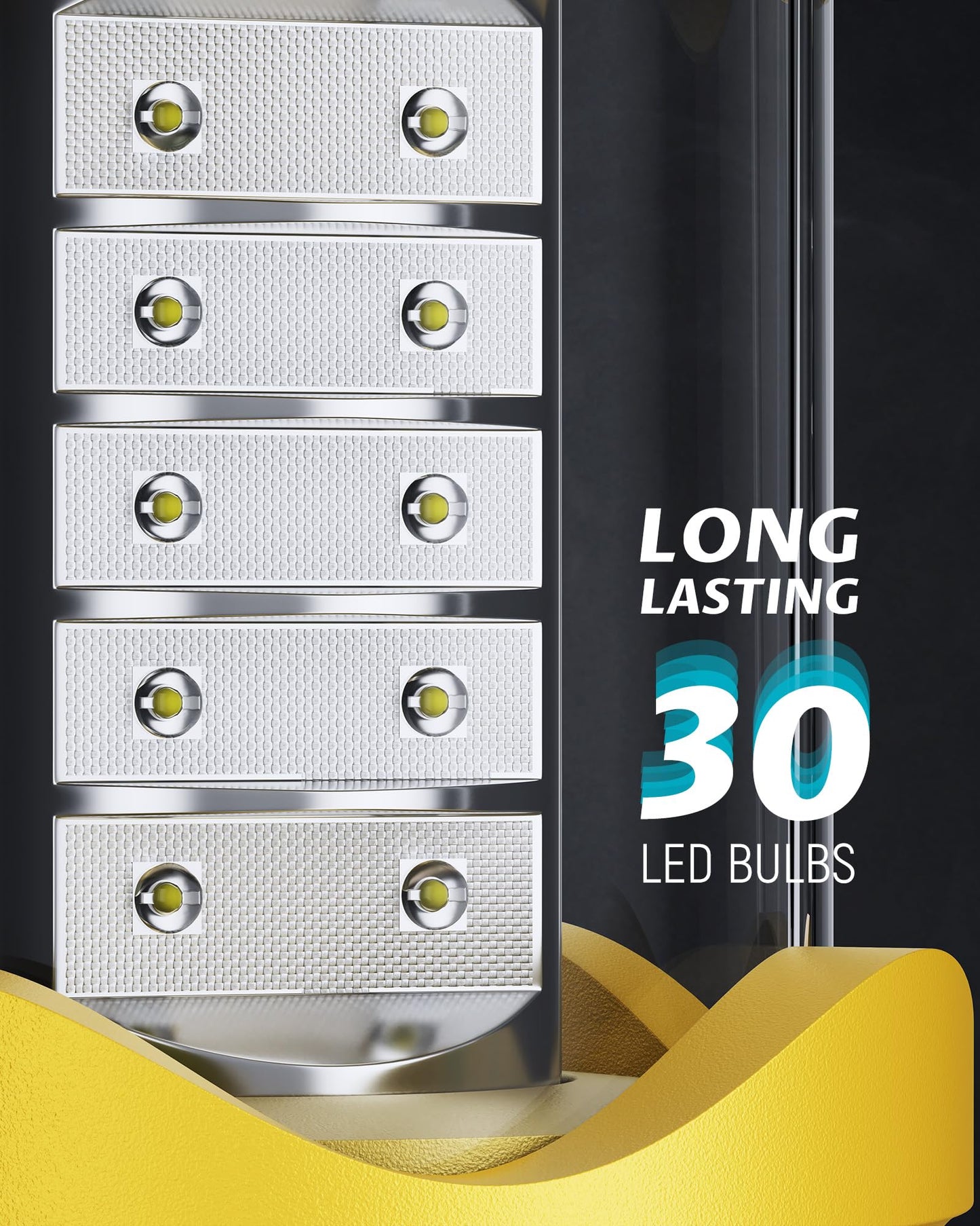 Lichamp LED Camping Lanterns 4 Pack, Battery Powered, Collapsible Flashlight, Medium Size, Yellow, Model A4YL