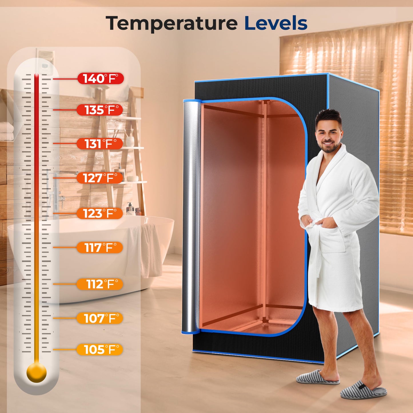 SereneLife 1300W Full Size Portable Infrared Sauna - with Heating Foot Pad & Foldable Chair - Single Person Use, Indoor Personal Home Spa for Weight Loss, Stress Relief & Relaxation