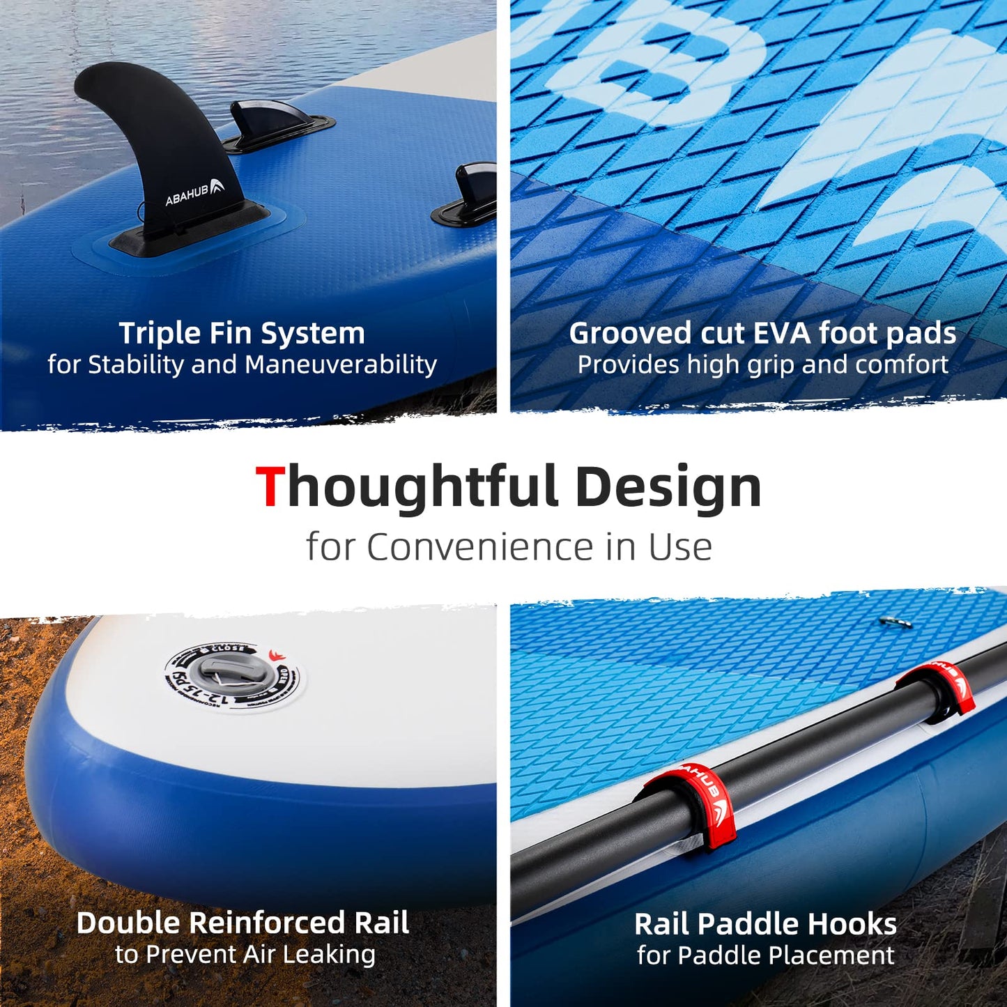 Abahub Inflatable SUP, Wide 10'6" x 31" x 6" iSUP,Blue Standup Paddleboard with Adjustable Paddle, Kayak Seat, for Yoga, Paddle Board, Kayaking, Surf, Canoe, Fishing