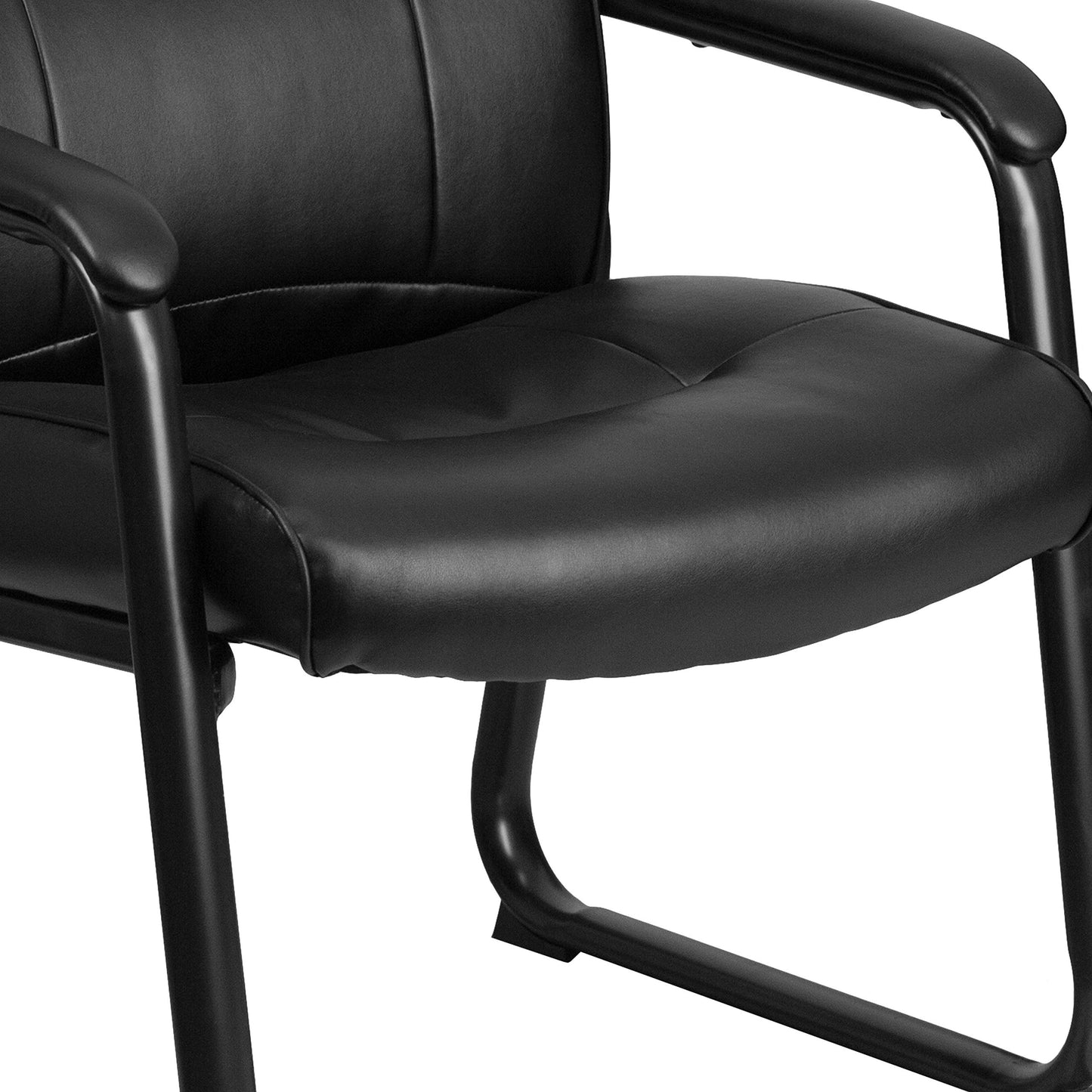 Flash Furniture Hercules Series Big & Tall LeatherSoft Executive Side Reception Chair, Padded Lobby Chair with 500-lb. Static Weight Capacity, Black