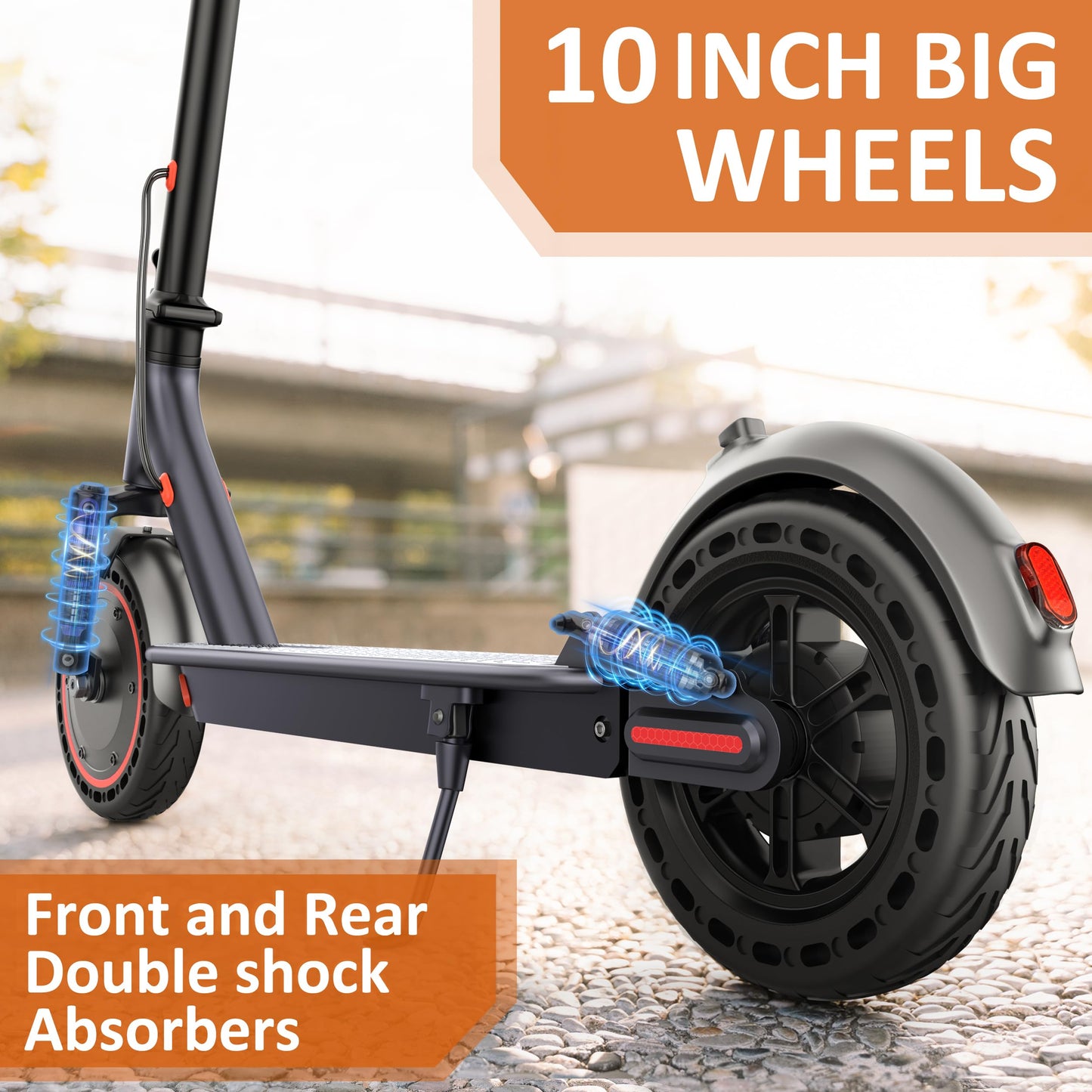 Qlaway 10" 500W Double Shock Sbsorption E Scooter for Adults 22 MPH Sport Escooter, Electric Scooter Up to 22 Miles Range, Bearing 265 LBS/APP Control-Red
