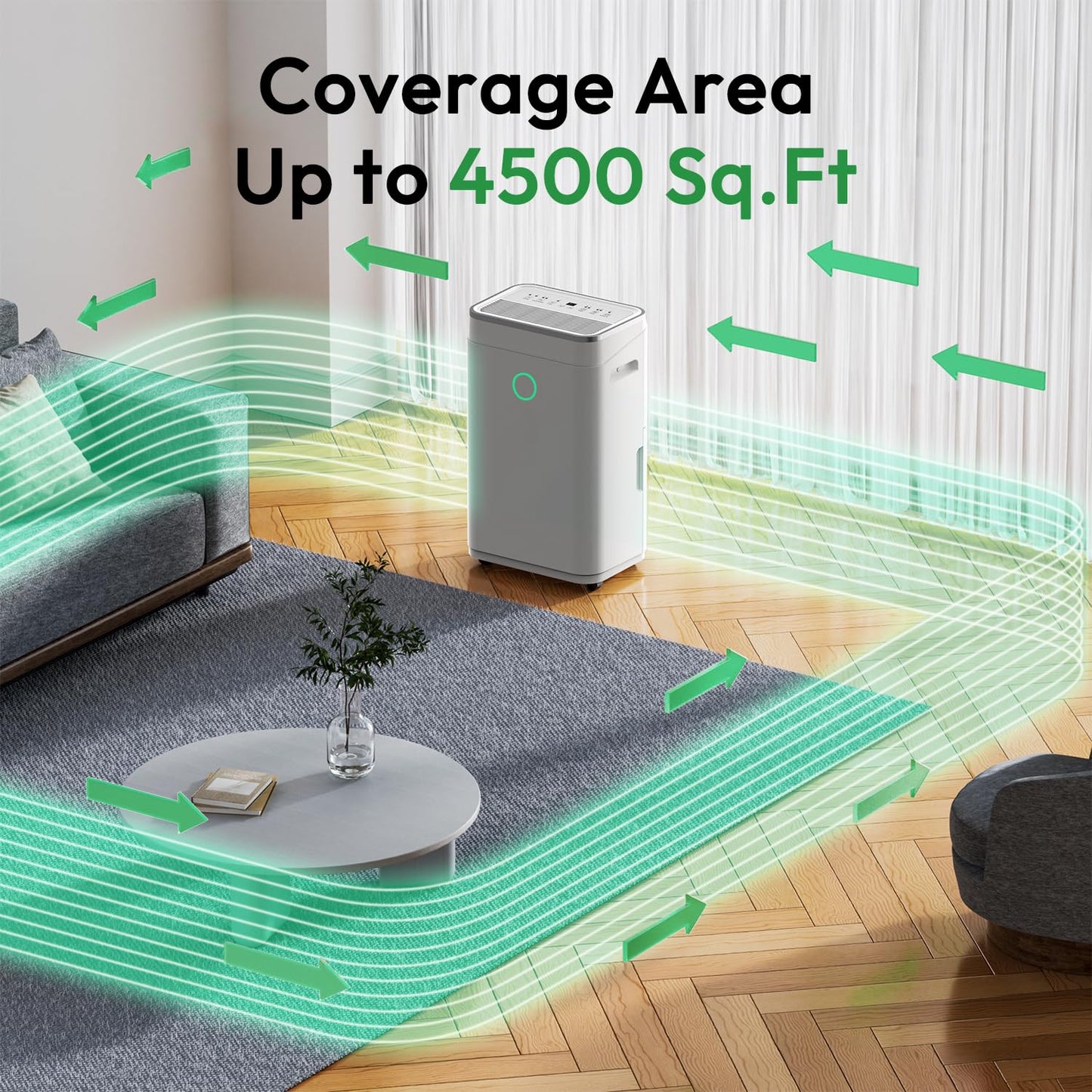 HUMILABS Dehumidifier for Basement with Drain Hose 4500 Sq. Ft - 50 Pint 1.7 gal Tank Dehumidifier for Home Bedroom Bathroom,Ultra Quiet 40 dB,Sleep Mode & 24H Timer,Child Lock,Ideal for Large Room