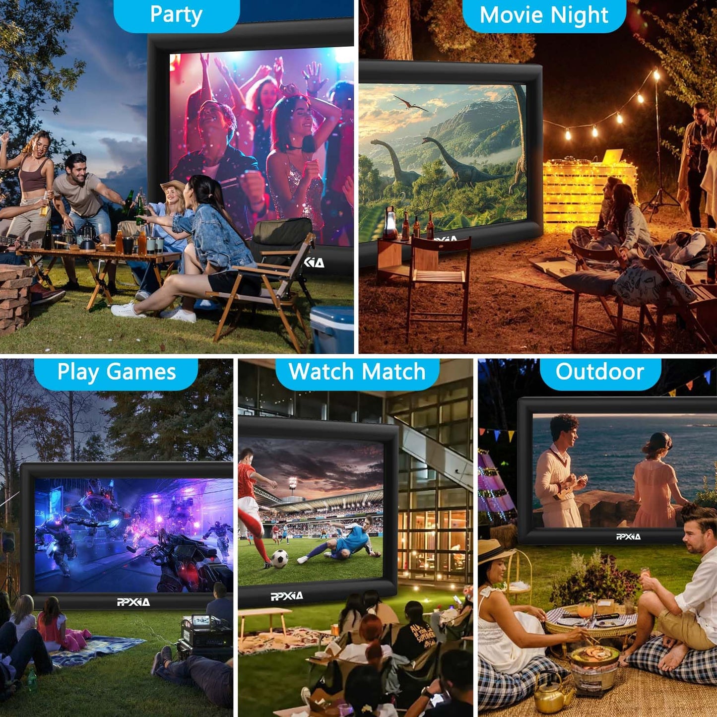 Inflatable Movie Screen Outdoor Projector Screen for Outside 25ft, Large Blow Up Screens Front and Rear Projection with Air Blower, Best for Movie Nights Backyard Home Theater