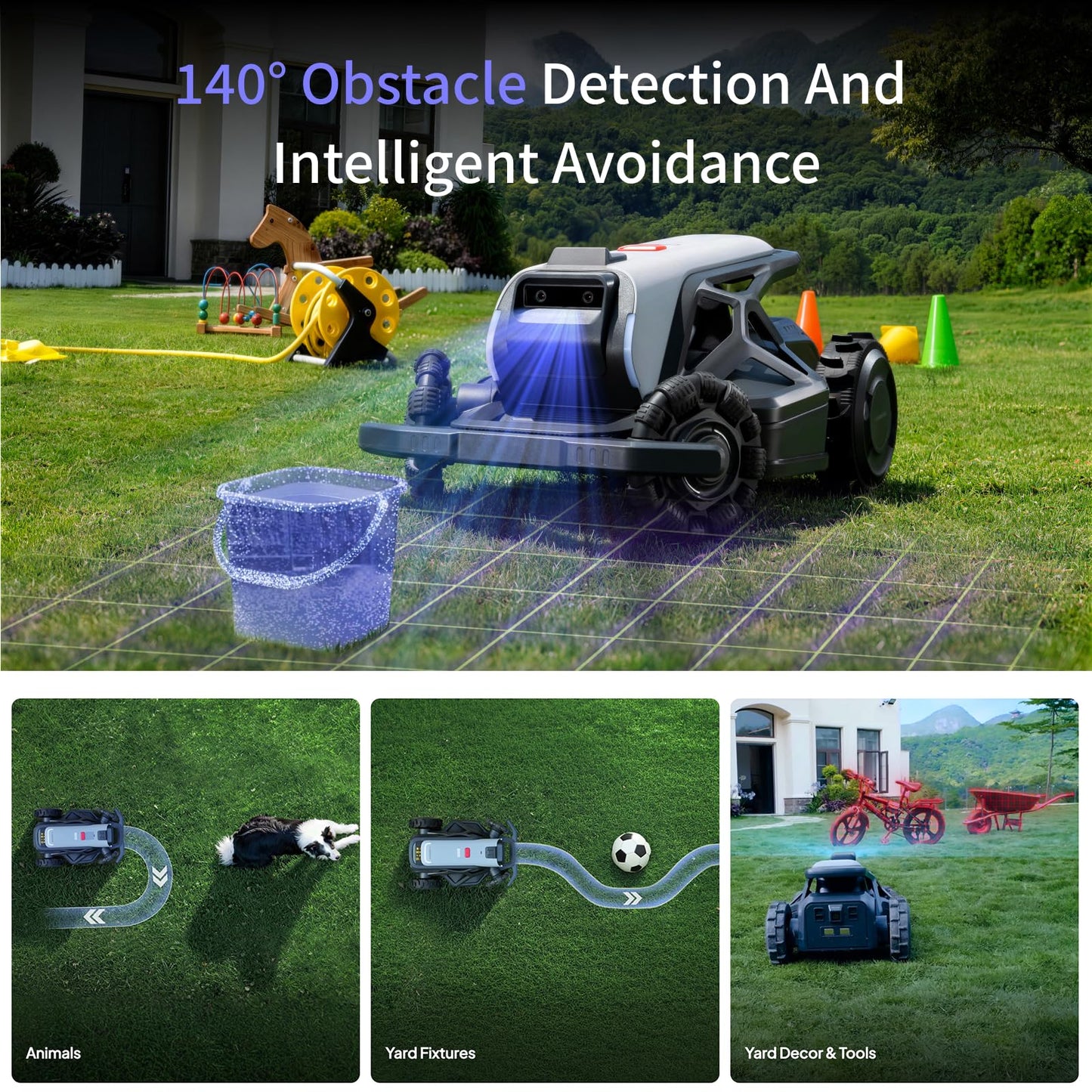 AIRSEEKER TRON SE Robot Lawn Mowe,r Wire-Free,Lawn Mower Reception 0.45 Acre,Antenna-Free NetRTK+AI Vision,65% Slope 140° Obstacle Detection,80 Multi-Zone Management, IPX6 Waterproof,10Ah