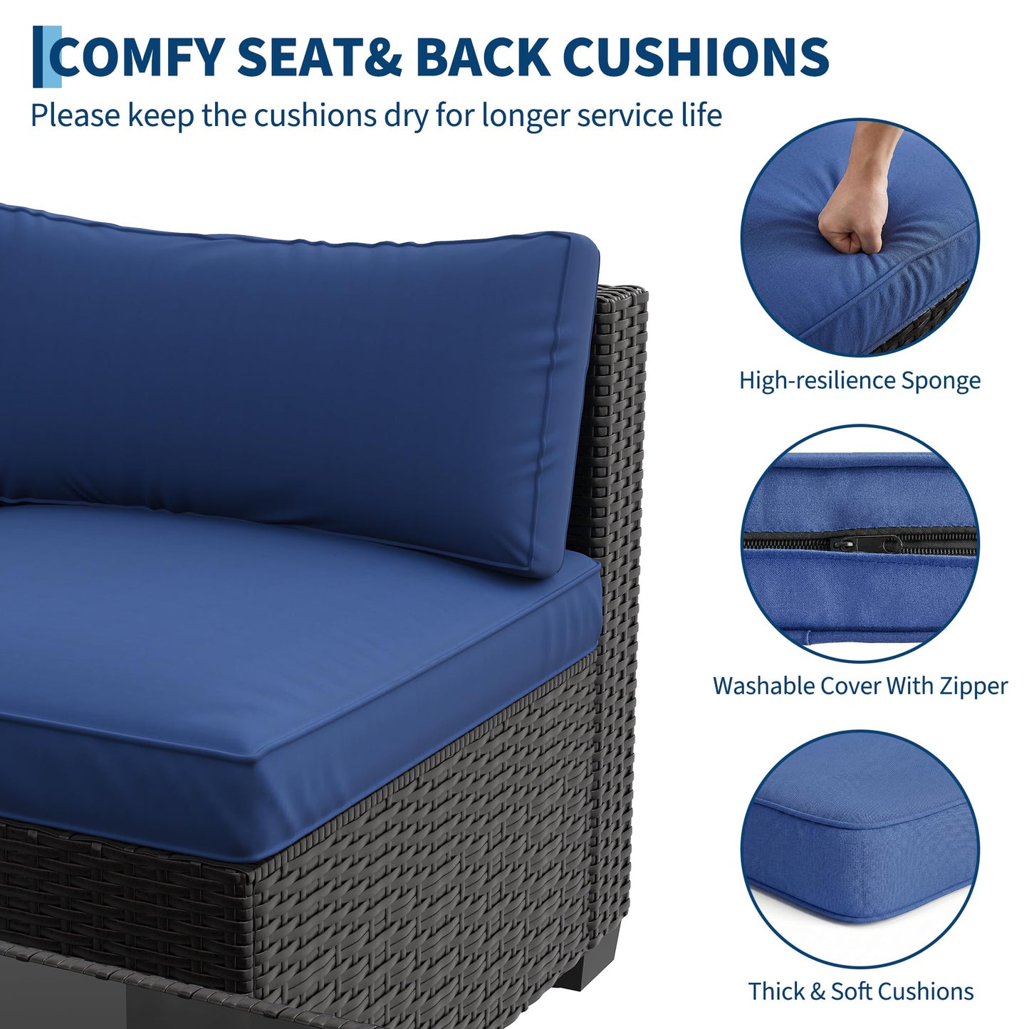 Patio Furniture Sets, 7-Piece Outdoor Sectional Sofa Set with Storage Table & Ottoman, All-Weather PE Wicker Conversation Set for Patio, Backyard & Poolside