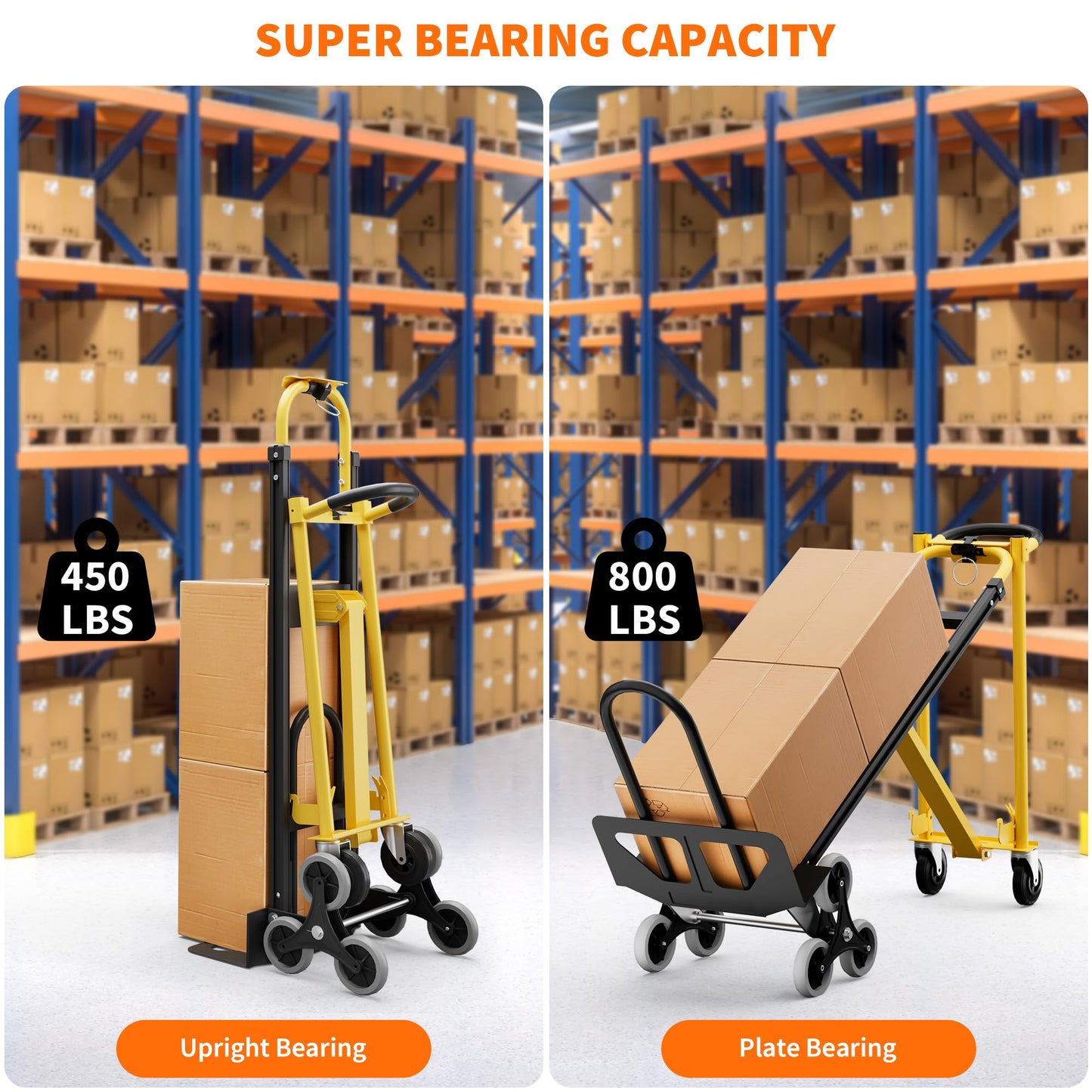 Heavy Duty Aluminum Hand Truck, 3-in-1 Convertible Folding Dolly Cart, Stair Climbing Hand Truck with Wheels, Industrial Platform Trolley for Warehouse, Home, Office & Transport Moving