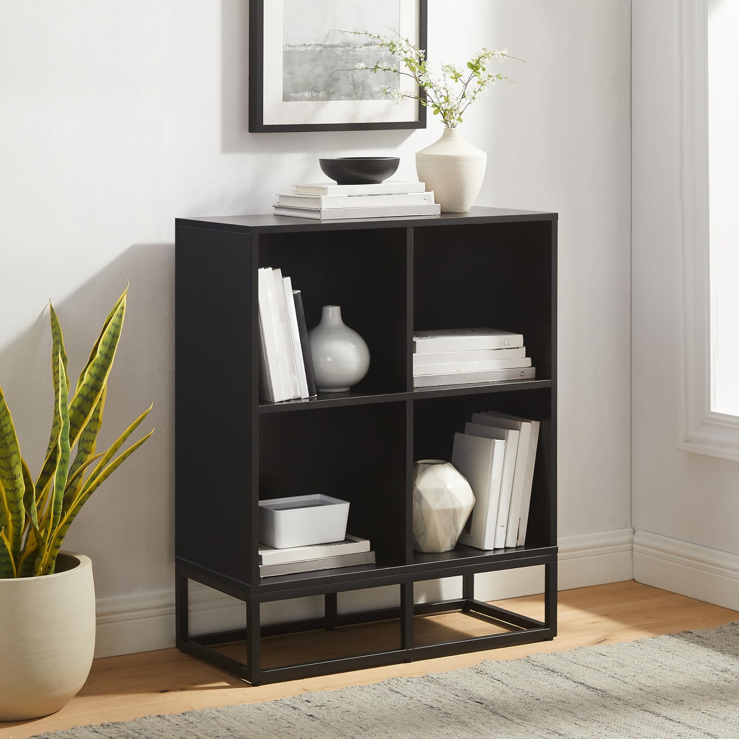 Crosley Furniture Enzo Record Storage Cube Bookcase, Vinyl Records Holder and Player Stand, Black