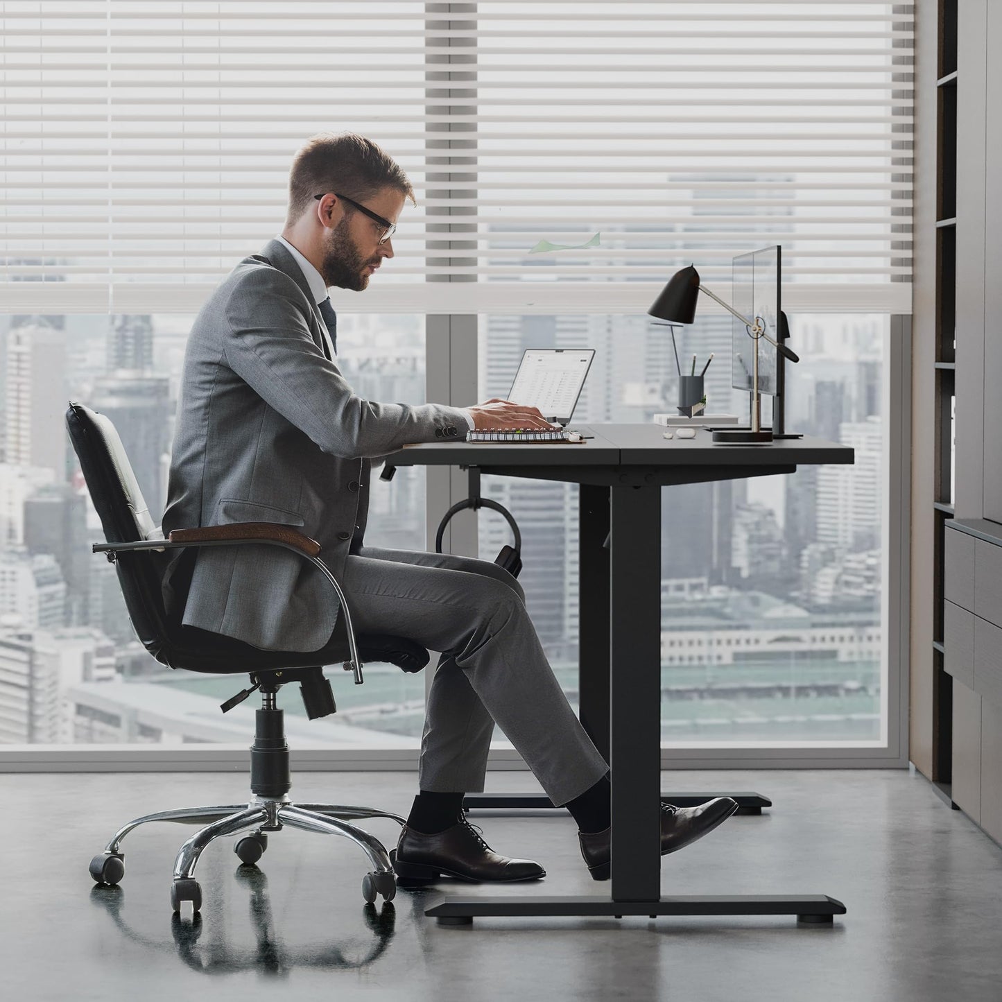 Klicelor L Shaped Standing Desk 63 x 55 Inch, Electric Height Adjustable Corner Desk for Home Office Workstation, Ergonomic Sit Stand Computer Table with Memory Controller, Black