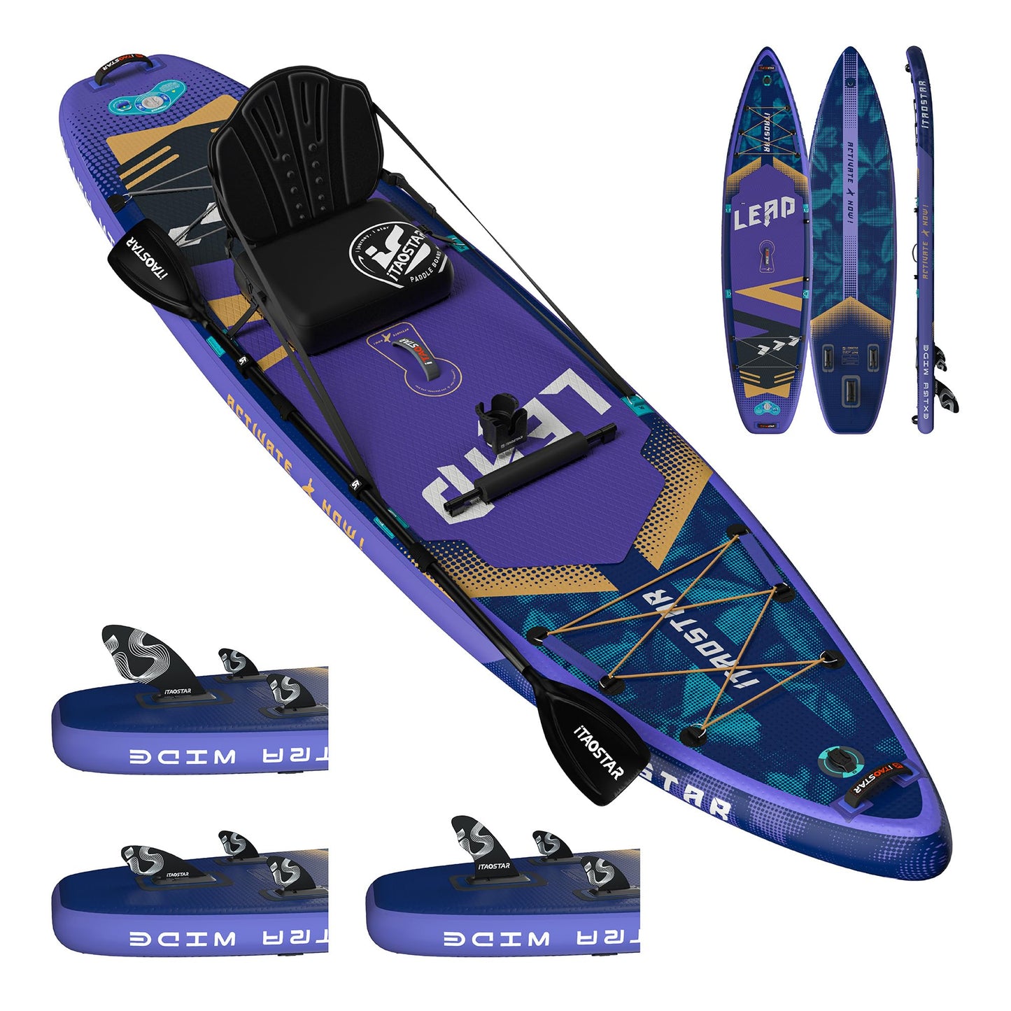 iTAOSTAR Lead 12' × 35" Inflatable Stand Up Paddle Board with Seat, Extra Wide SUP Board with 5 Fins Stable Design for Familly, Youth, All Skill Levels, Lakes, Oceans & Fishing