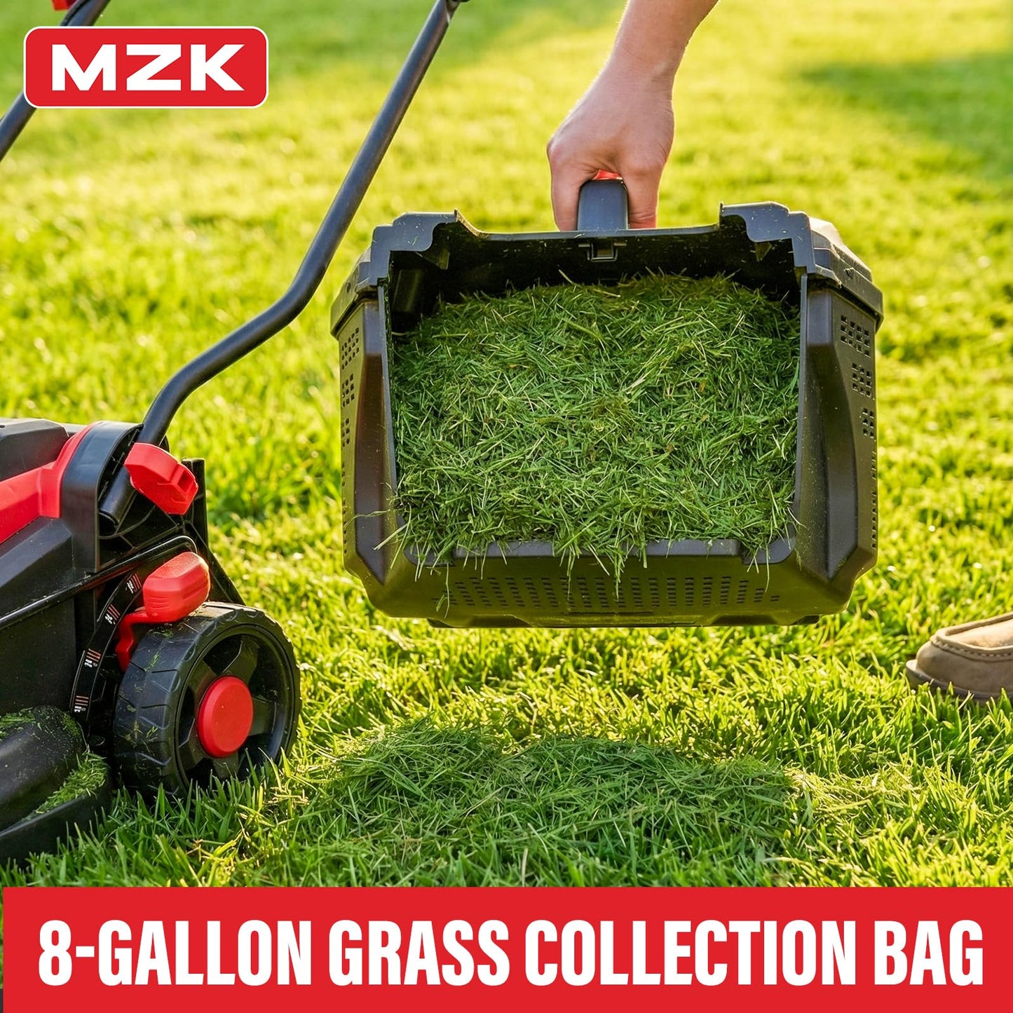 MZK 20V 13" Electric Lawn Mower, Brushless Cordless Lawn Mower with 4-Position Height Adjustment, Walk-Behind Push Mowers with 8 Gallon Grass Bag, 2 x 4.0Ah Batteries & Charger Included, LM13G8