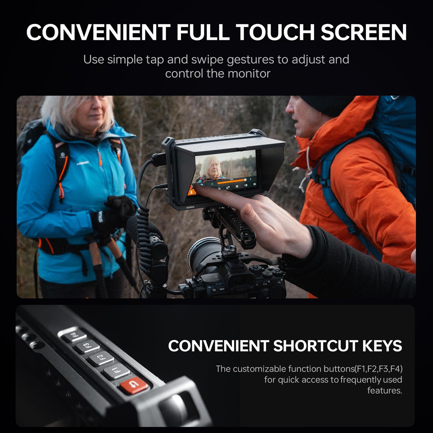 VILTROX DC-X2 Camera Field Monitor 2000 Nits High Brightness Touchscreen 6 Inch DSLR Monitor with 1920x1080 IPS 4K HDMI Loop in/Out 3D LUTs Waveform Video Peaking Focus Assist Battery&Sunshade Hood