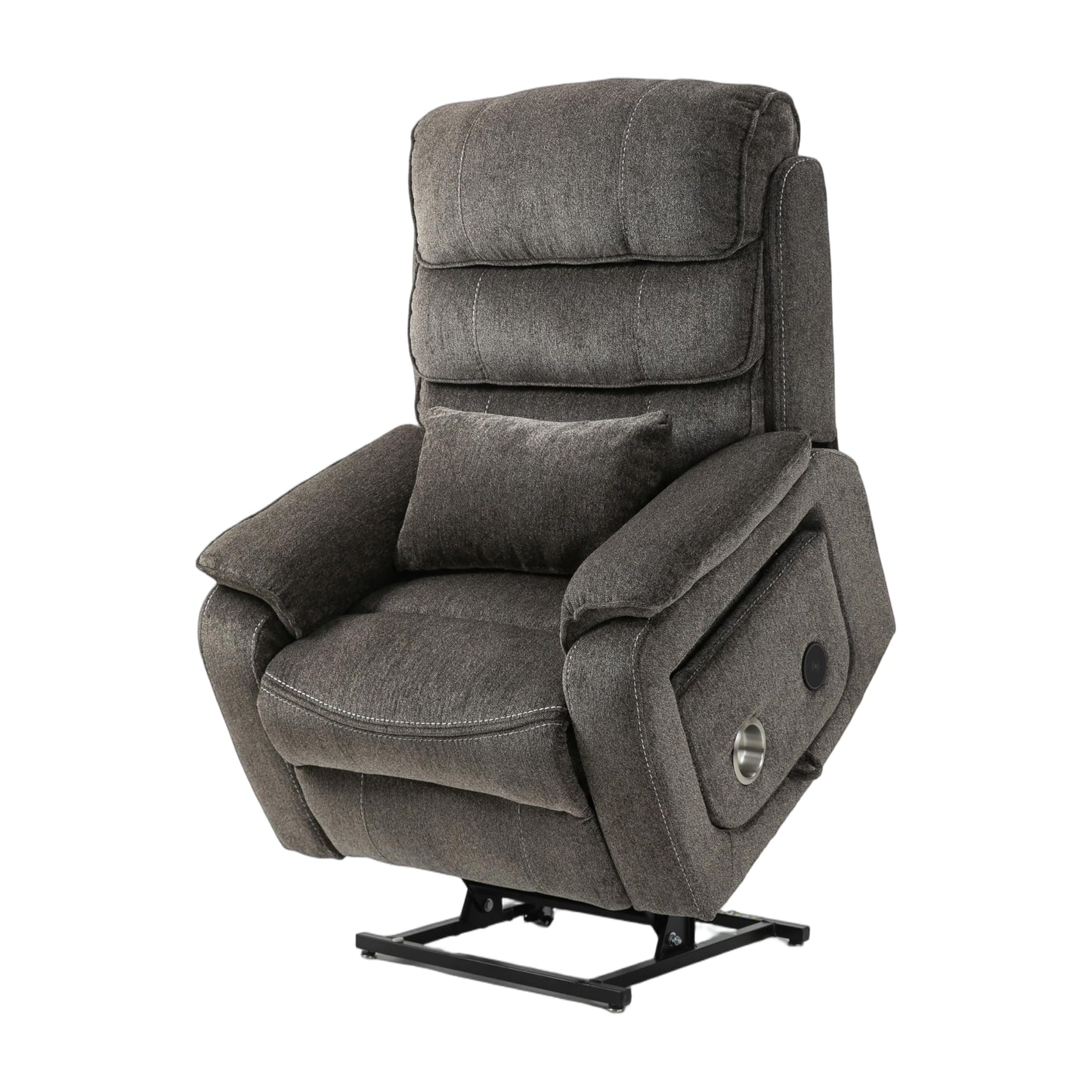 Ball & Cast Lift Recliner Chair with Sides Pockets,Lounge Relax Single Sofa W/Maximum Adjustable Tilt 180 Degrees and Multi-Function Massage & Heat,Armrests W/Cup Holder,for Living Room,Light Brown