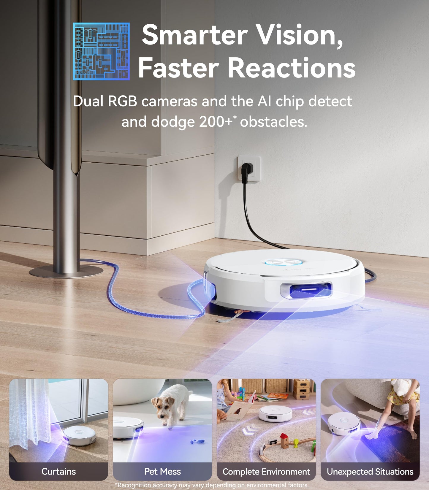 NARWAL Flow Robot Vacuum and Mop Combo, FlowWash Real-Time Self-Cleaning Track Mop, 22,000 Pa Suction, Dual-Camera AI Obstacle Avoidance, Carpet & Edge Cleaning, Self-Emptying Robot Vacuum,White