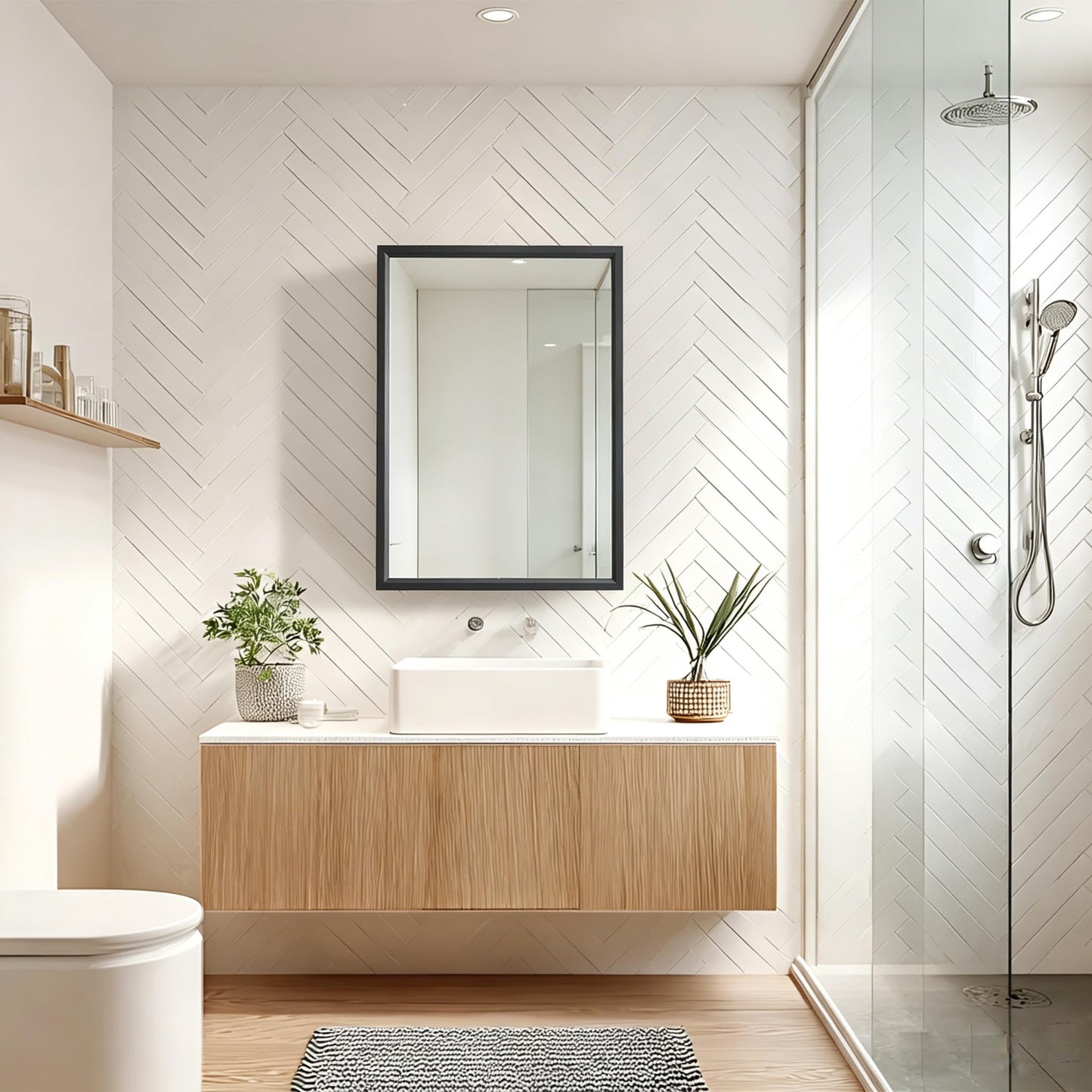 24"x30" Medicine Cabinet Mirror with Large Capacity,Black Metal Mirror Cabinet and Iron Medicine Cabinet for Bathroom,Recessed(22.85"x28.85") or Surface Wall-Mounted(24"x30") Bathroom Vanity Mirror