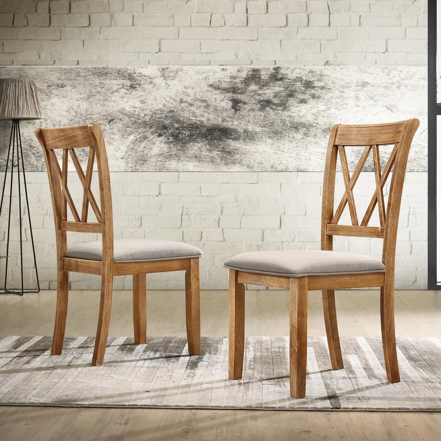 Roundhill Furniture Windvale Cross-Buck Wood 5-Piece Dining Set, Brown